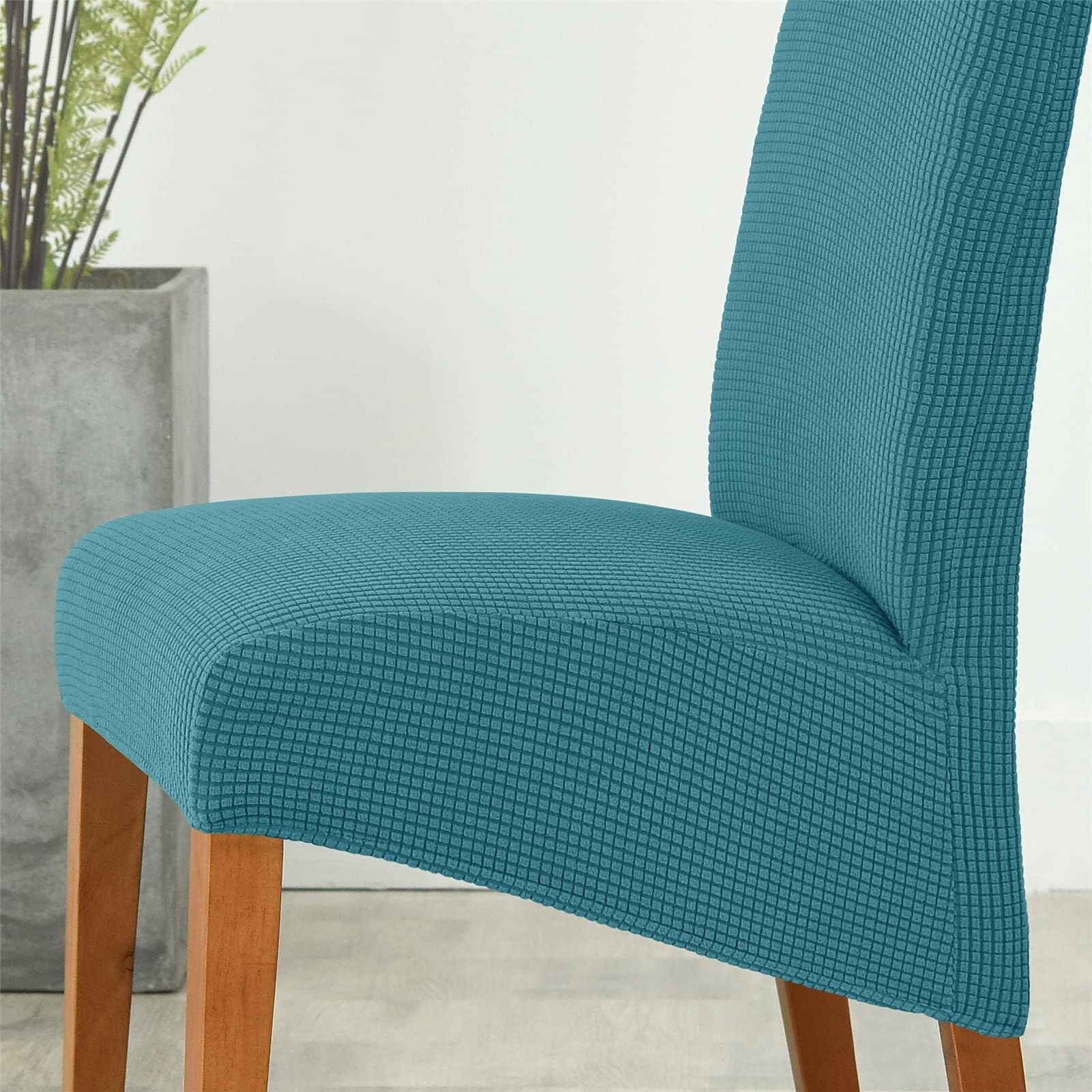 Housses de Chaise Extensibles avec Dossier Housse de Chaise Amovible et Lavable Housses de Chaise élastiques en élasthanne for Salle à Manger, hôtel, Restaurant(Blu Turchese,8ps)