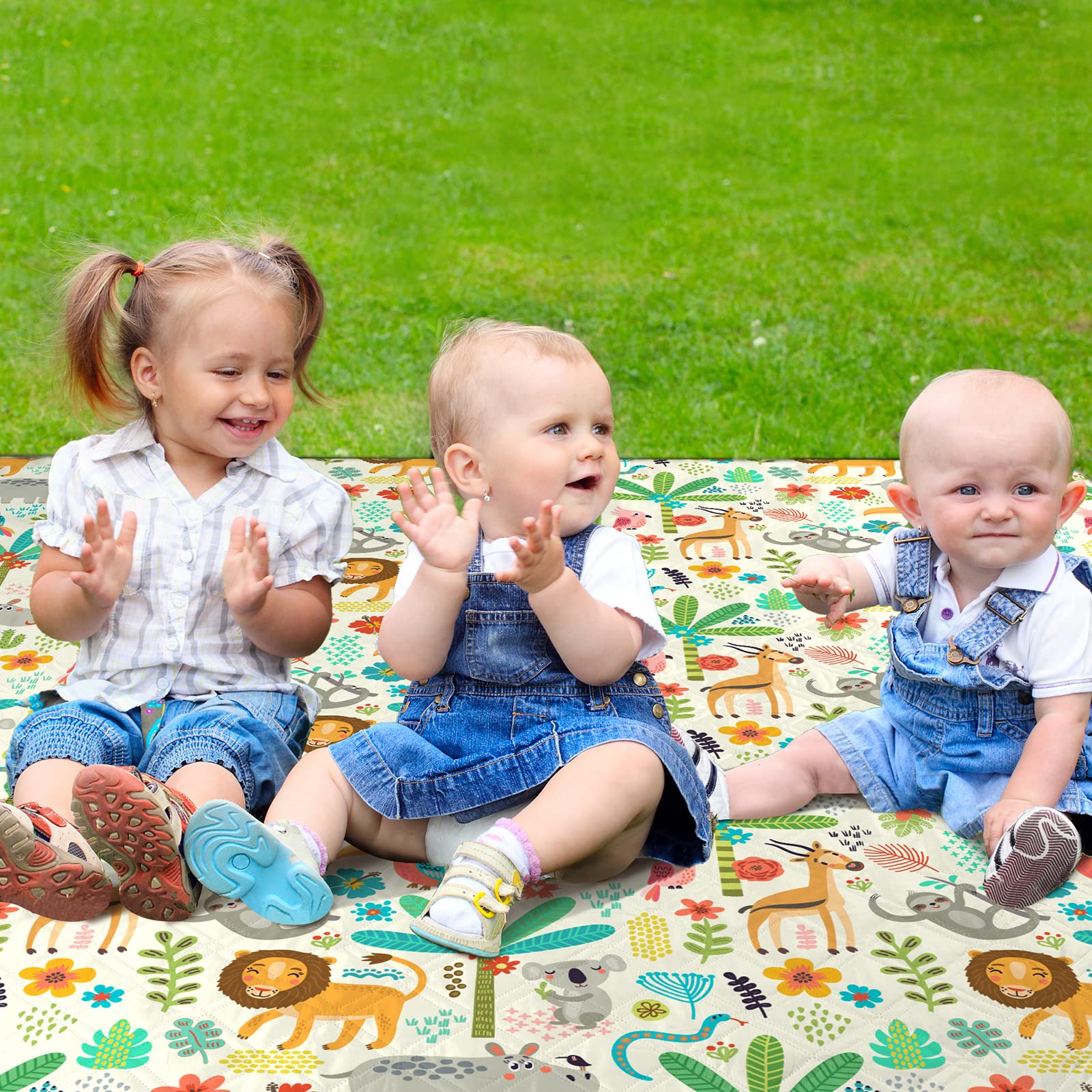 Grande coperta da picnic da zoo impermeabile pieghevole, 200x200 cm Coperte da esterno portatile compatto tappeto erboso accessori da campeggio per spiaggia viaggi a prova di sabbia