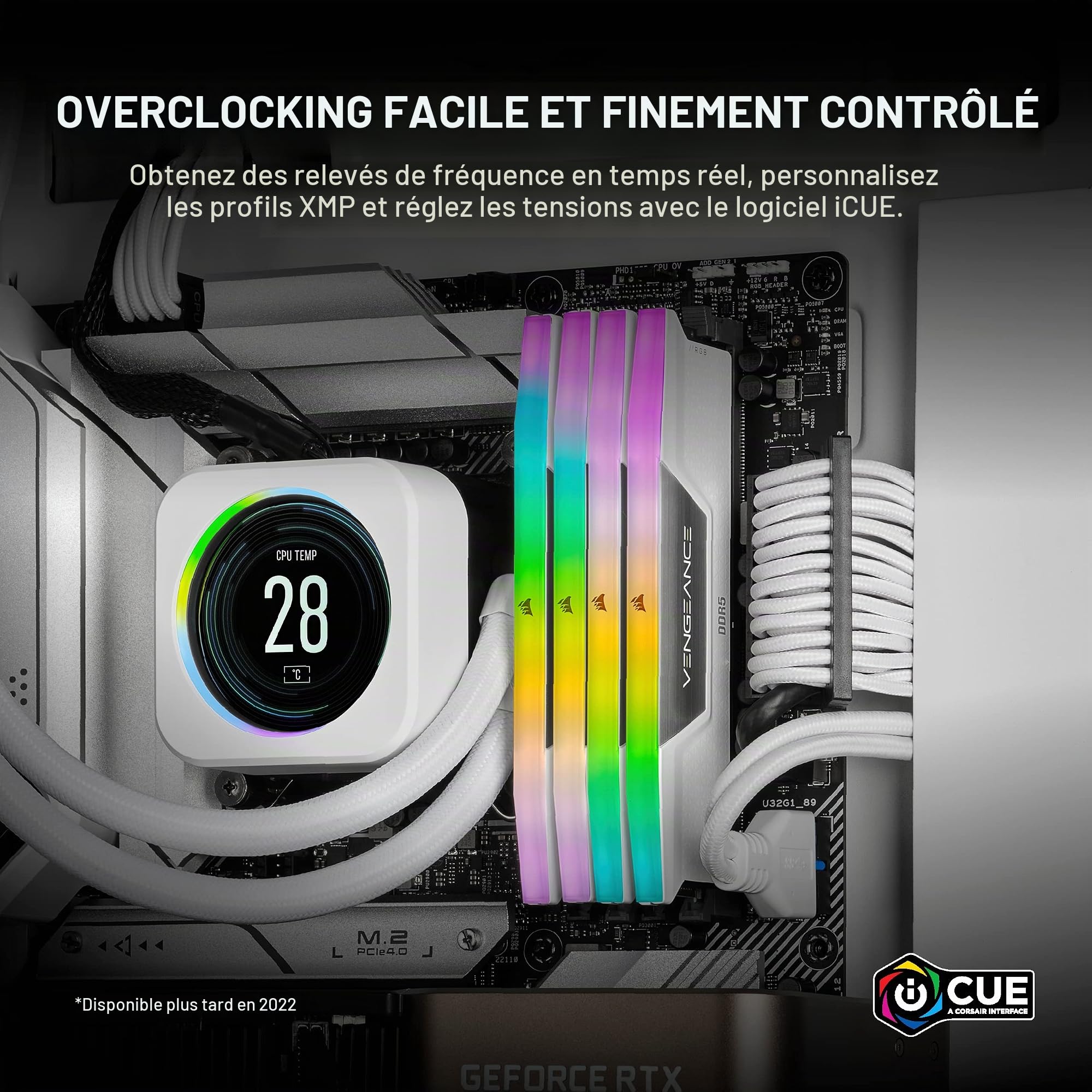 CORSAIR Vengeance RGB DDR5 32Go (2 x 16Go) Jusqu'à 6200MHz Intel RAM