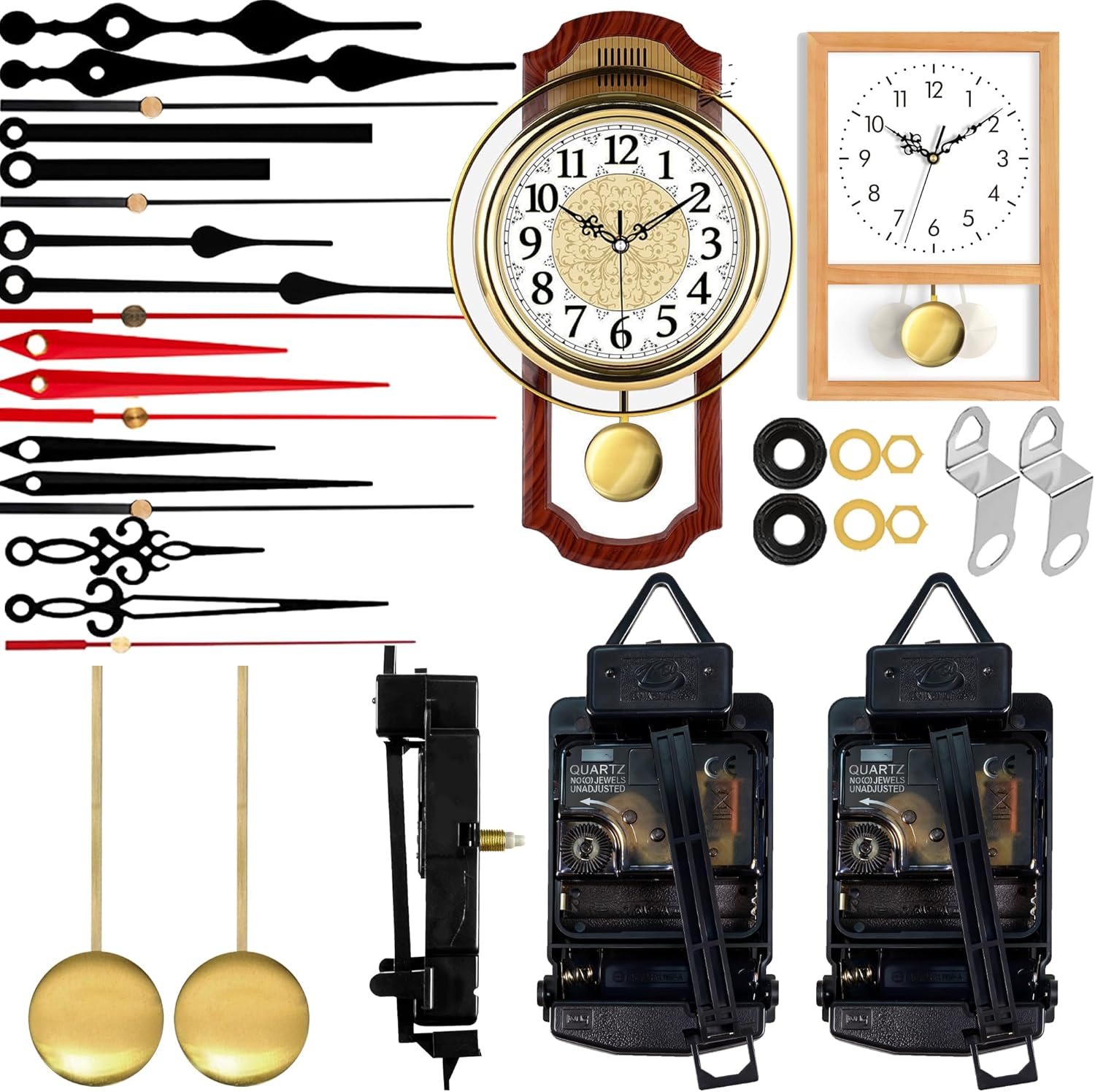 High Torque Quartz Clock Movement Mechanism Replacement Clock Kit with Clock Pendulums Pairs of Clock Hands for Repair Clock Parts Shaft Lengths 16mm