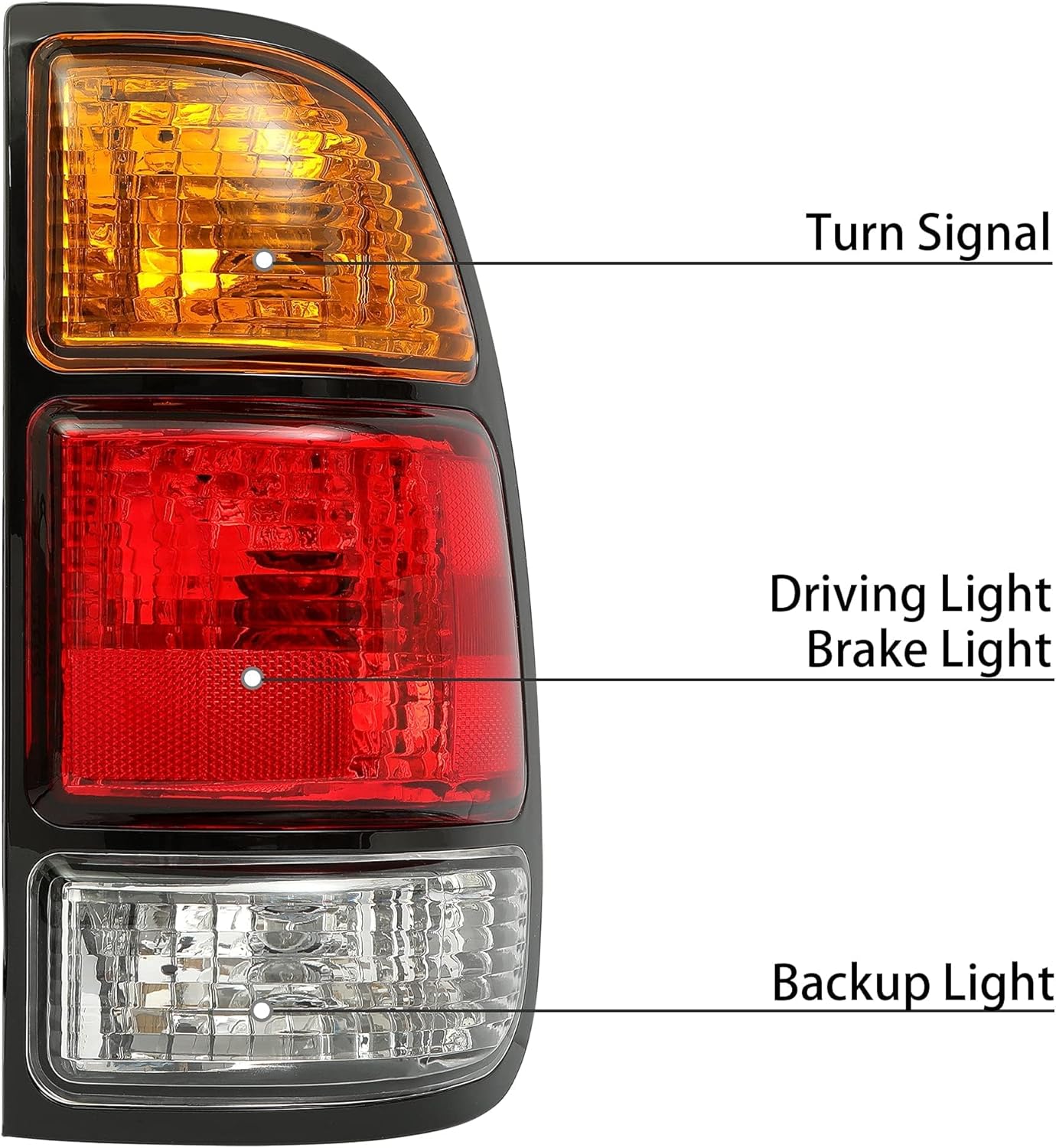 ECOTRIC Halogen Tail Light Compatible with 2000-2006 Toyota Tundra Regular/Access Cab Signal Brake Lamp Taillight Passenger side Right w/Bulbs Replacement for TO2801129 815500C010