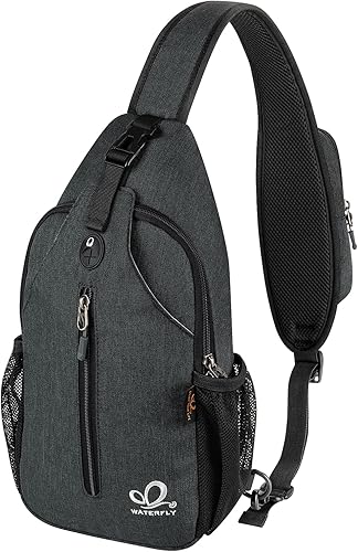 Miniatura 115 de Waterfly - Mochila cruzada tipo bandolera para viajes y caminatas, bolsa de pecho, Gris, talla única