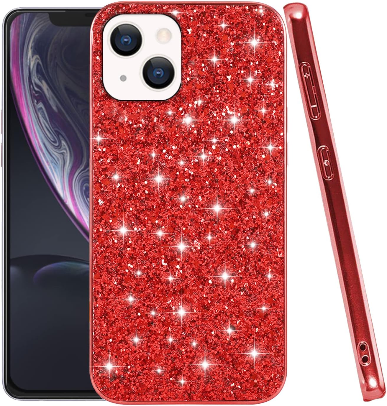 Compatibile con Cover iPhone 14 Plus Glitter Silicone Antiurto