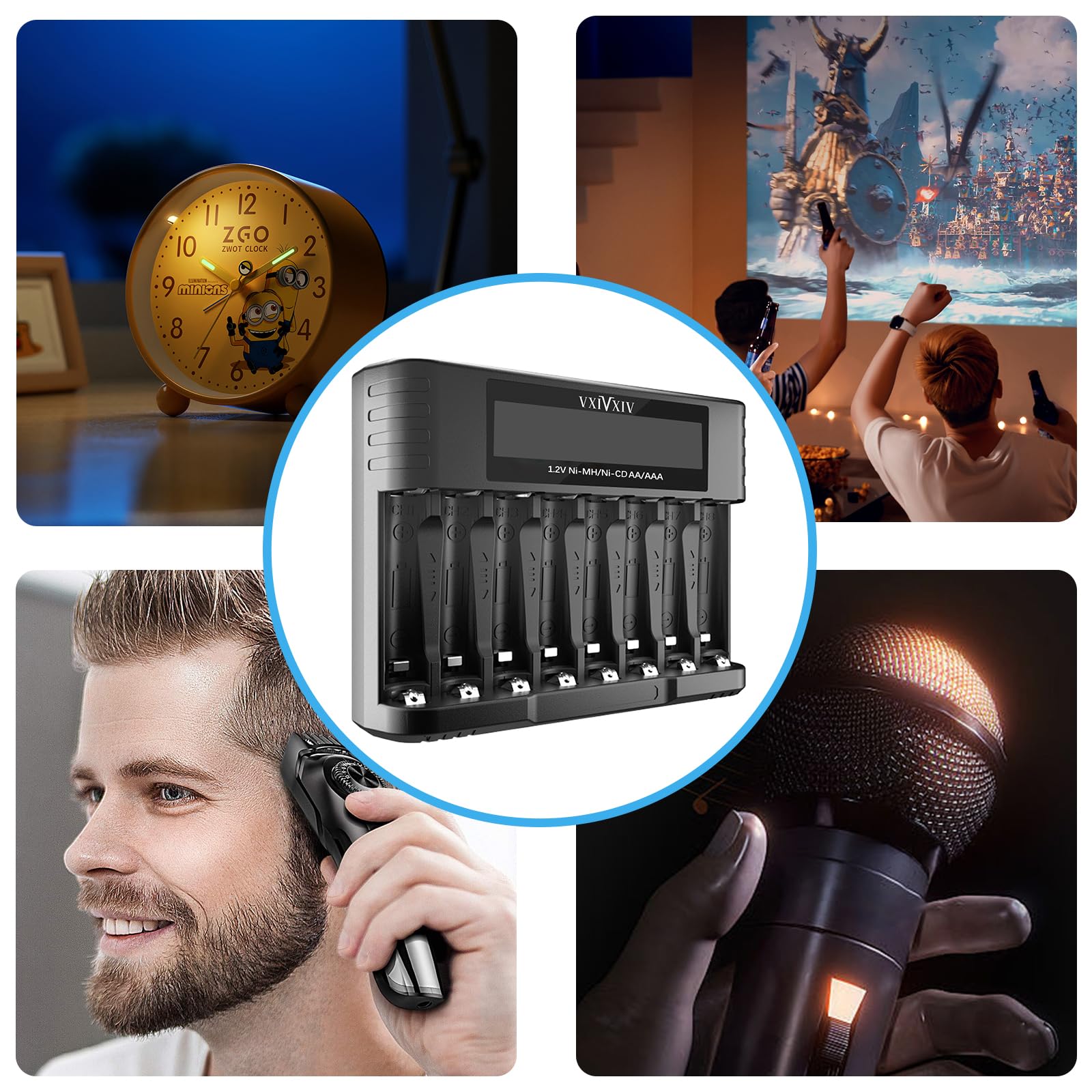 8 Slot Ni-MH AAA AA Caricabatteria per 1.2V Ni-MH Ni-CD AA AAA Batteria
