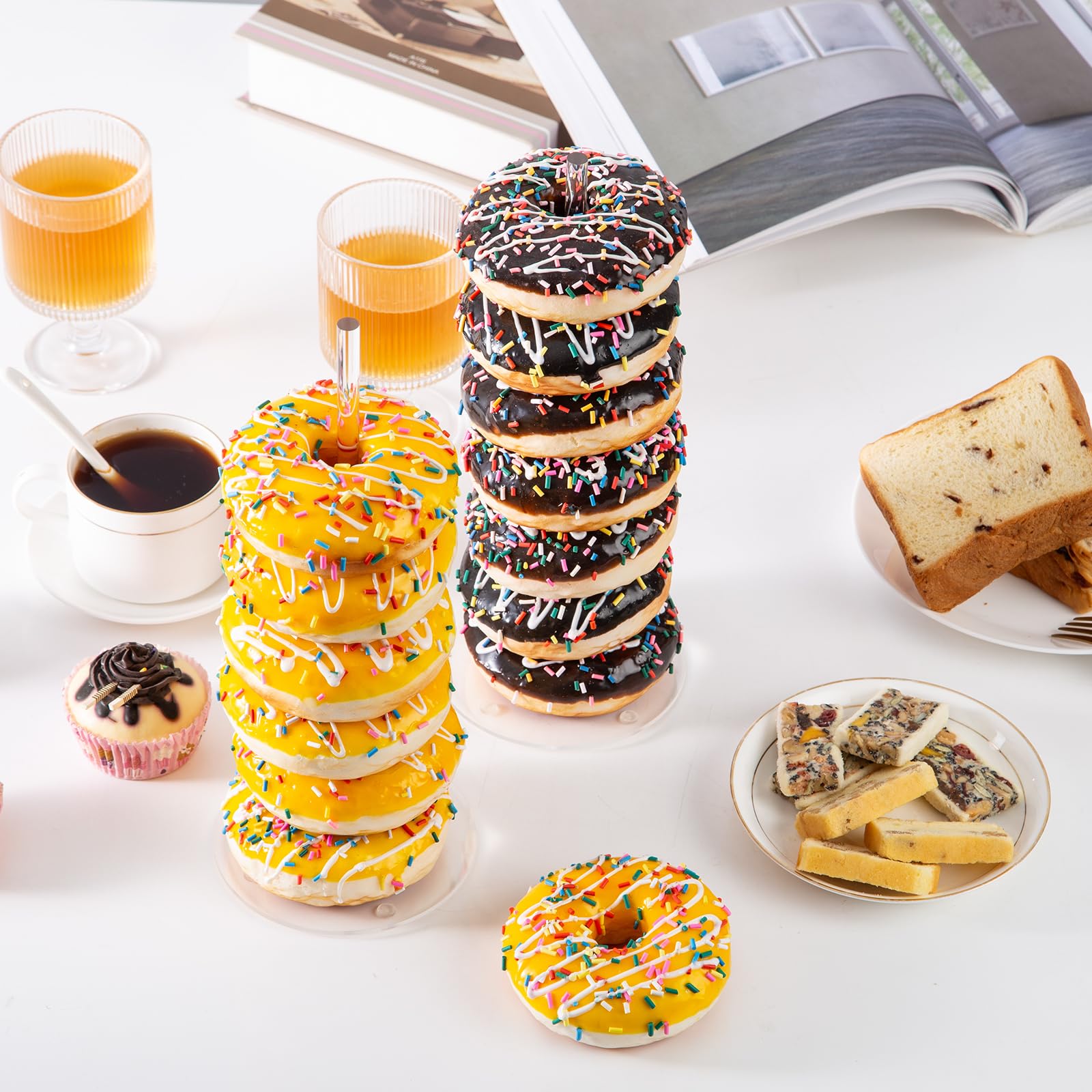 4 soportes de exhibición de donas de acrílico, soporte para mesa de postres para rosquillas, bagels y donuts, perfecto para fiestas, Navidad, cumpleaños y Año Nuevo 3