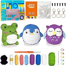 Crochet Kit for Beginners,Crochet Starter Kit,3PCS Crocheting Animal Kit for Adults,Beginner Crochet Kit,Crochet Starter Knitting Kit for Complete Beginners with Step-by-Step Video Tutorials