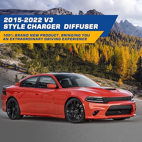 Miniatura 6 de Difusor de labio para parachoques trasero compatible con cargador GT RT 392 SRT Hellcat Sedan de 4 puertas estilo V3 PP, cenefa trasera para