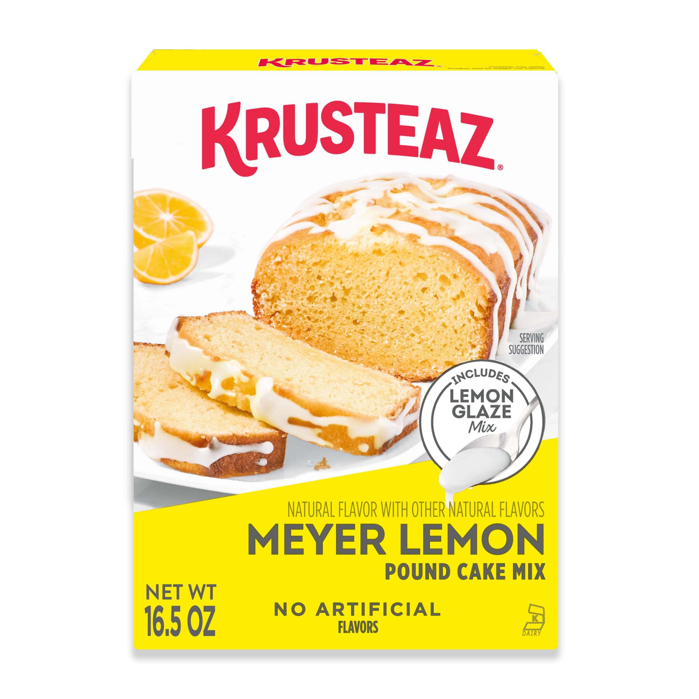 Krusteaz Meyer Lemon Pound Cake and Glaze Mix, 16.5 oz Box