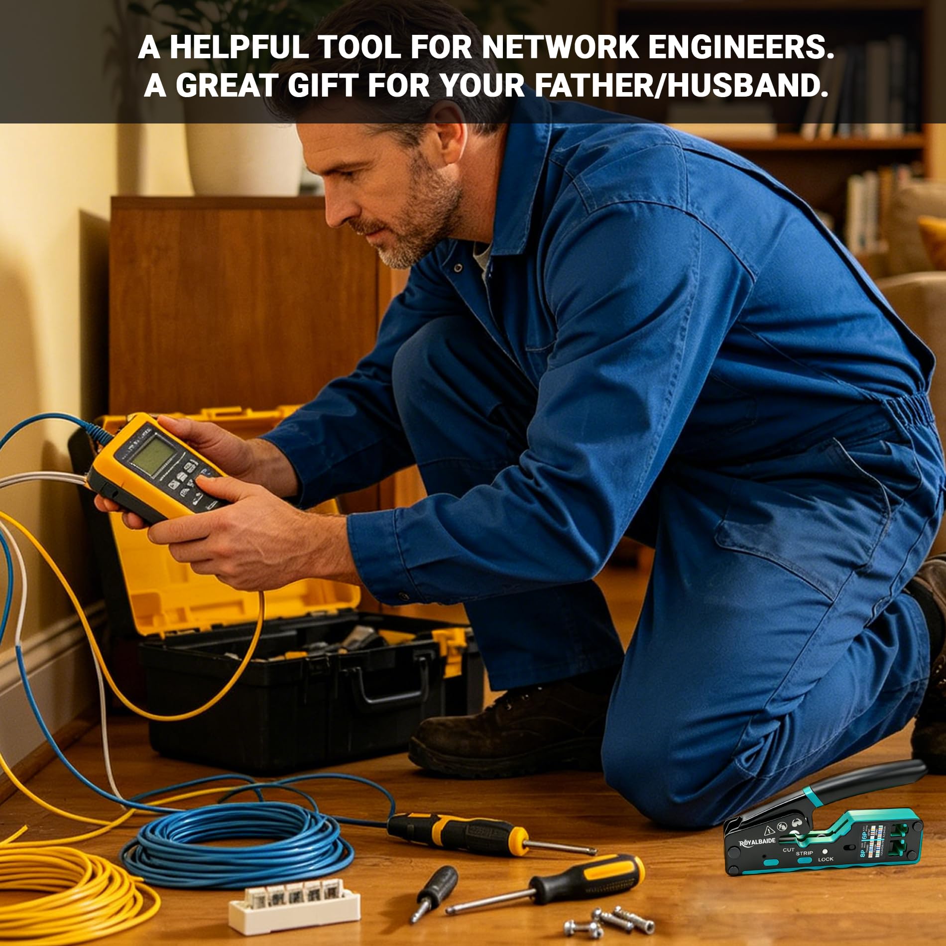 Herramienta de crimpado Ethernet modular todo en uno RJ45 con paso pasante para cables Cat5 y Cat6