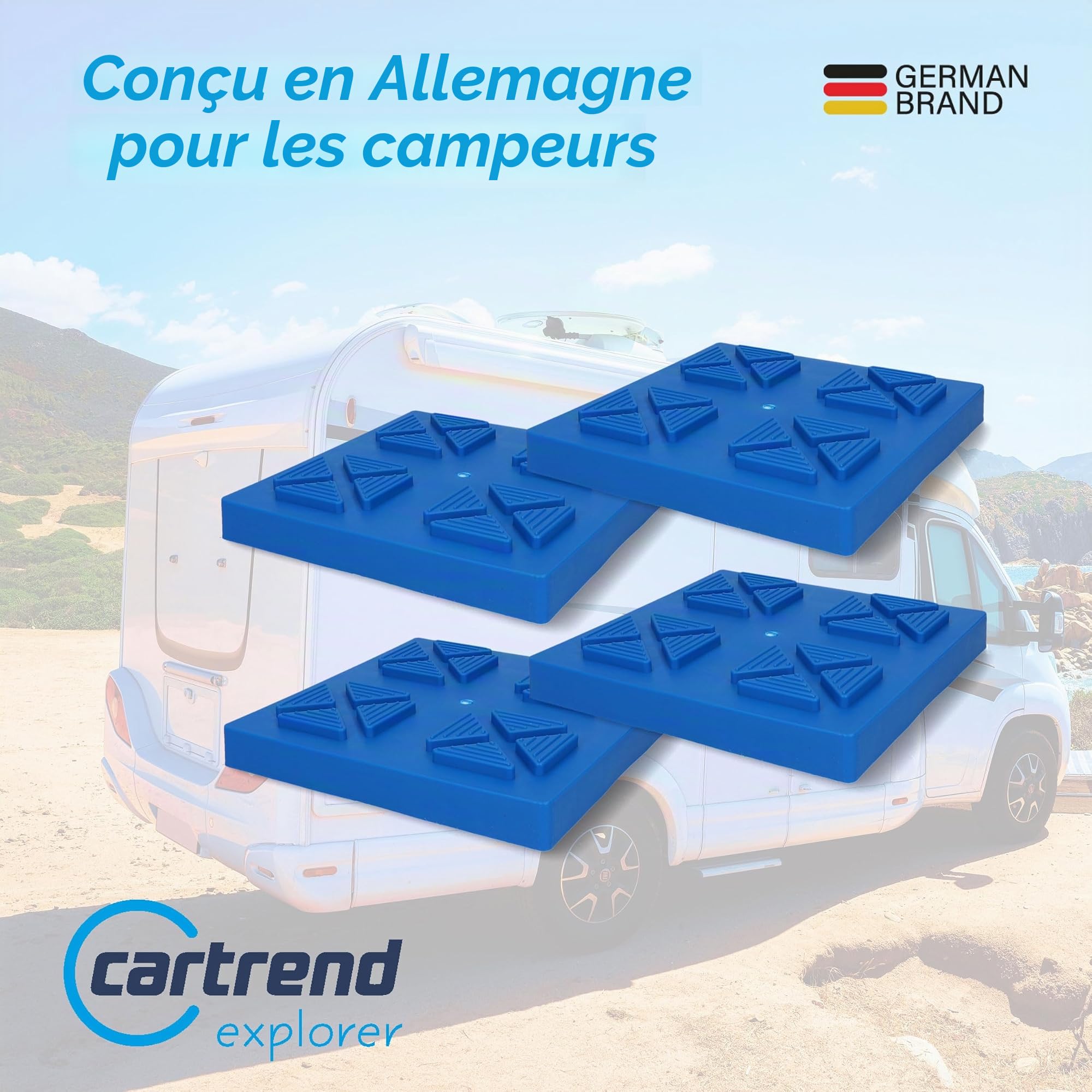 cartrend Caravan Lot de 4 plaques de Base empilables pour Support de Camping et Support de manivelle