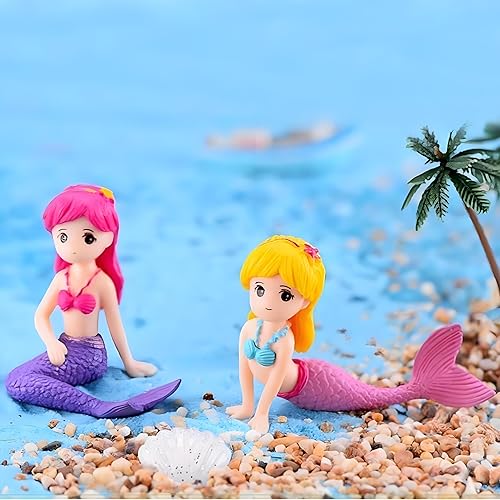 Miniatura 6 de Figura de sirena rosa, adorno de acuario, mini accesorio de micro paisaje, mini sirena para accesorios de jardín de hadas, decoración de acuario de