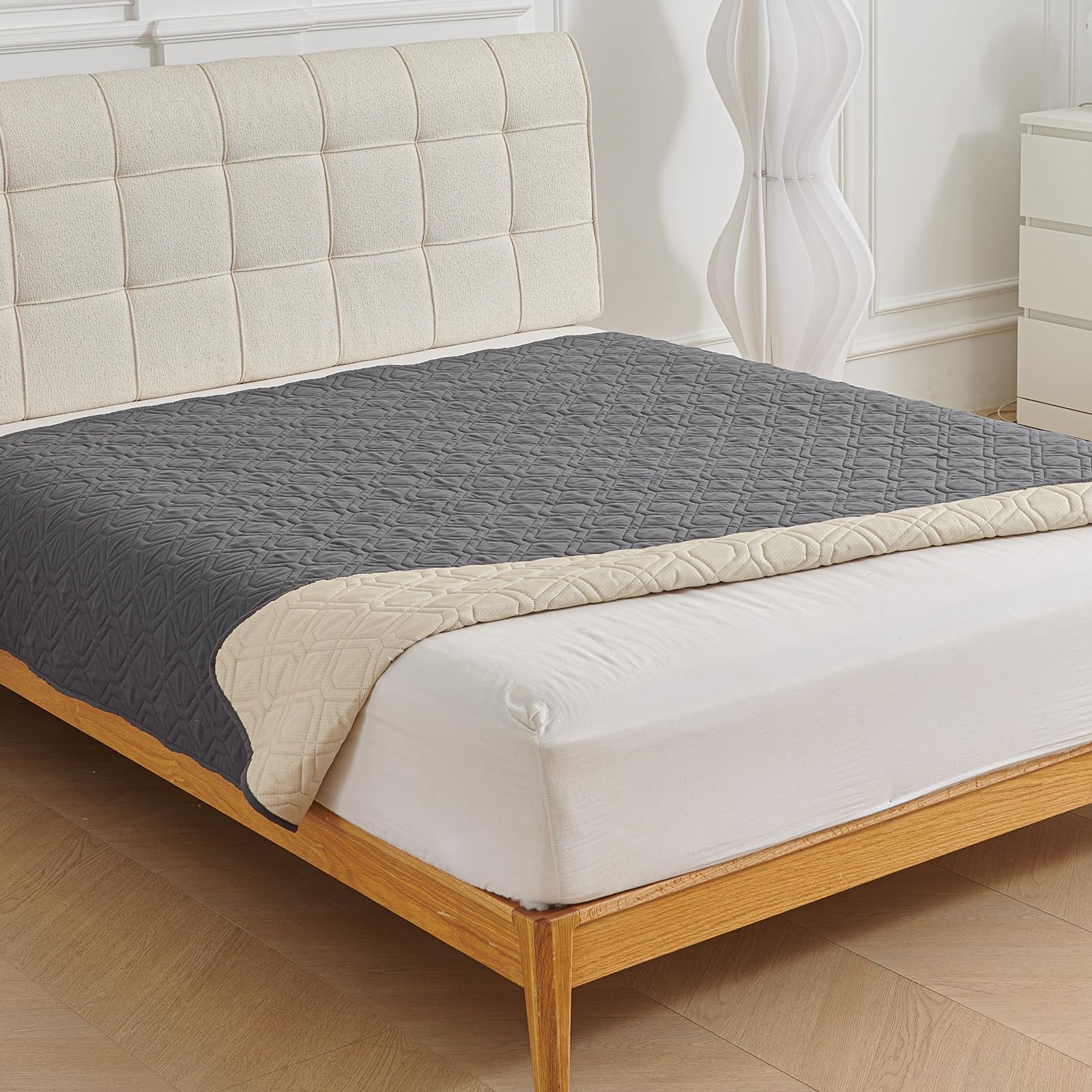 Morbuy Empapadores Cama Lavables Reutilizables para Adultos Niños Empapadores Cama Impermeable Absorbentes como Salvacamas para Incontinencia, Mayores (210*260cm,8 Caqui)