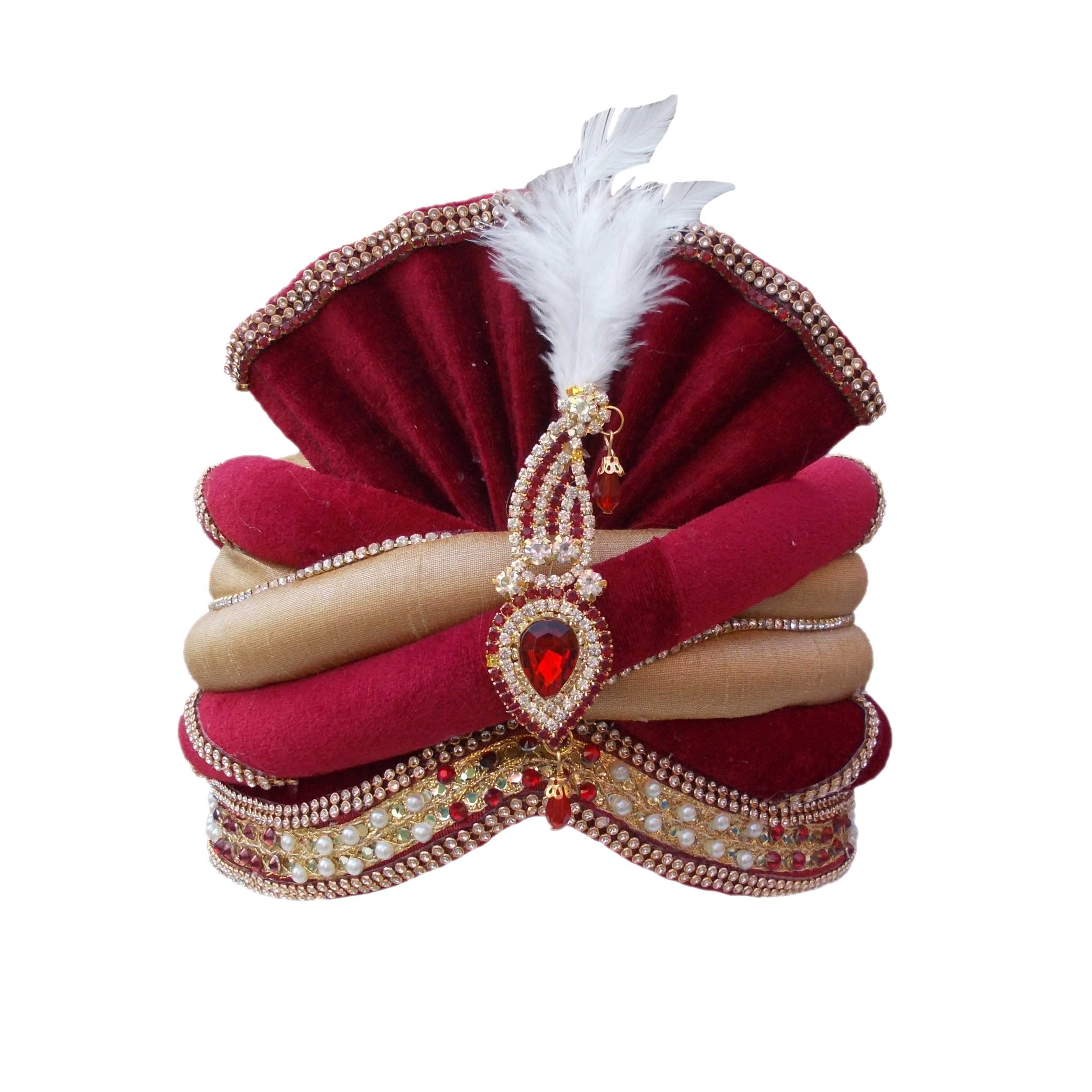 Men Traditional Readymade Wedding Safa/Turban/Pagdi/Pheta, Multicolor (Size: 22 to 22.5 Inch)