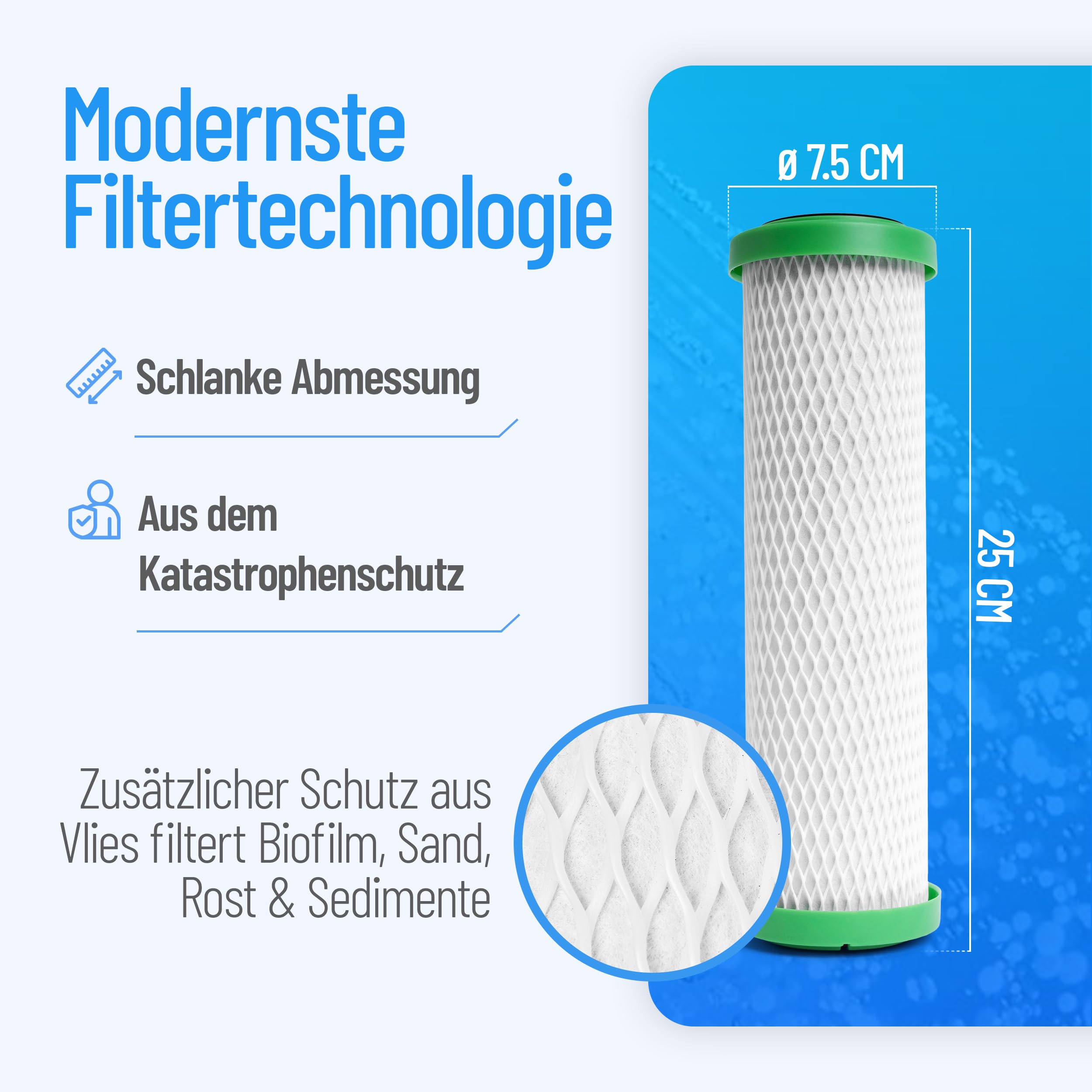 NPure Schadstoff-Wasserfilter | passend carbonit Vario, Sanuno | bis 3 Liter/Minute | gesinterte Aktivkohle