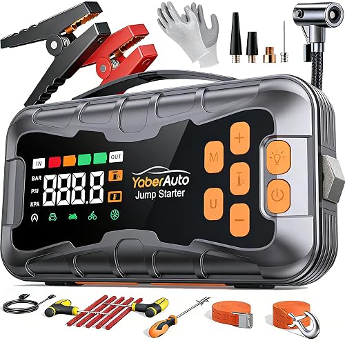 YaberAuto 16-in-1 Jump Starter with Air Compressor