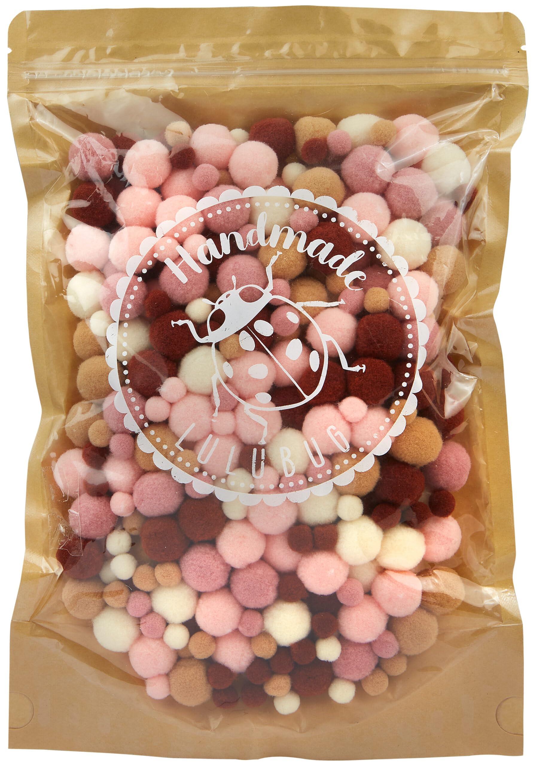 Lulubug Pompones para manualidades, 500 unidades, 1 cm – 2 cm, aspecto de fieltro, colores de alta calidad, cremallera con cierre, bolas para manualidades para niños y adultos, bricolaje, costura