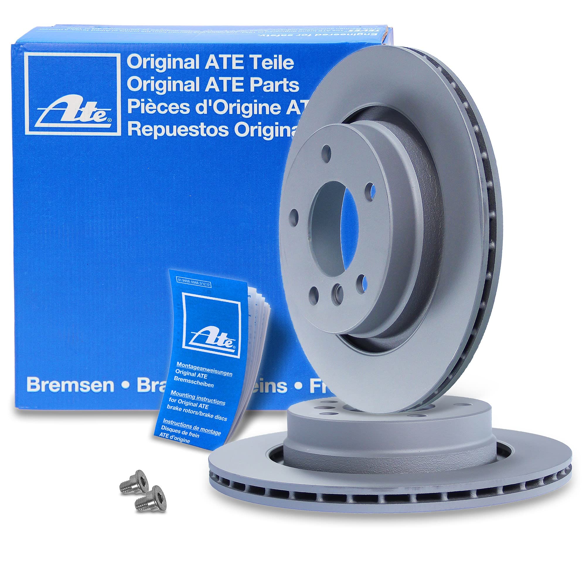 ATE Bremsenset Hinterachse inkl. Bremsscheiben hinten Ø 294 mm belüftet beschichtet Hinterachse und Bremsbeläge hinten Hinterachse + Verschleißkontakt Kompatibel mit BMW 3er (E46)