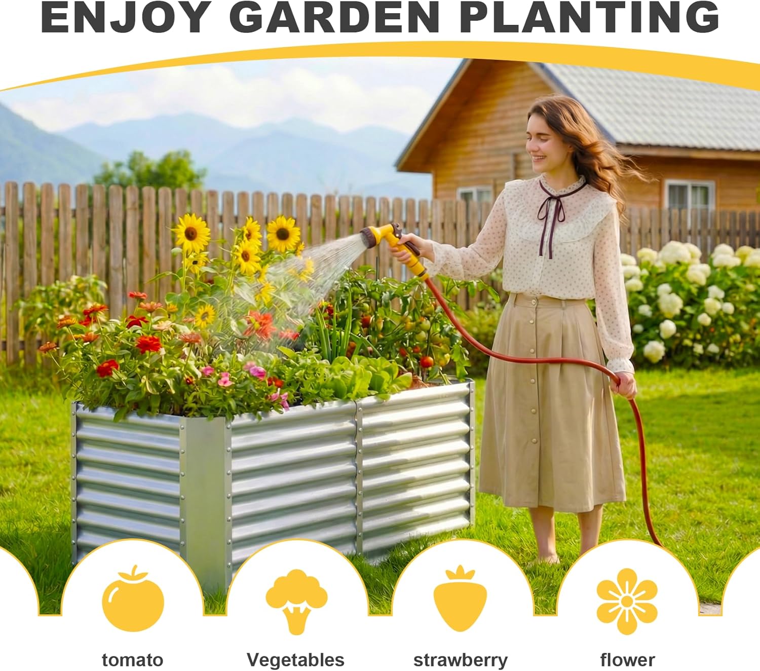 AHEONLAR 2 Pack 4×2×2ft Galvanized Raised Garden Beds, Rectangle Durable Planter Boxes Outdoor for Vegetables, Fruits, Flowers and Plants, Quick Assembly, Silver