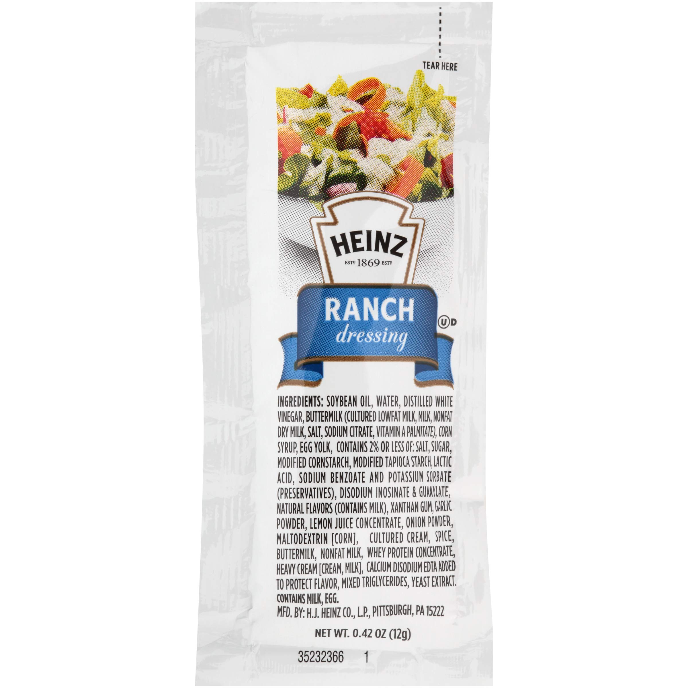 Heinz Ranch Dressing Single Serve (12g Packets, Pack of 200)