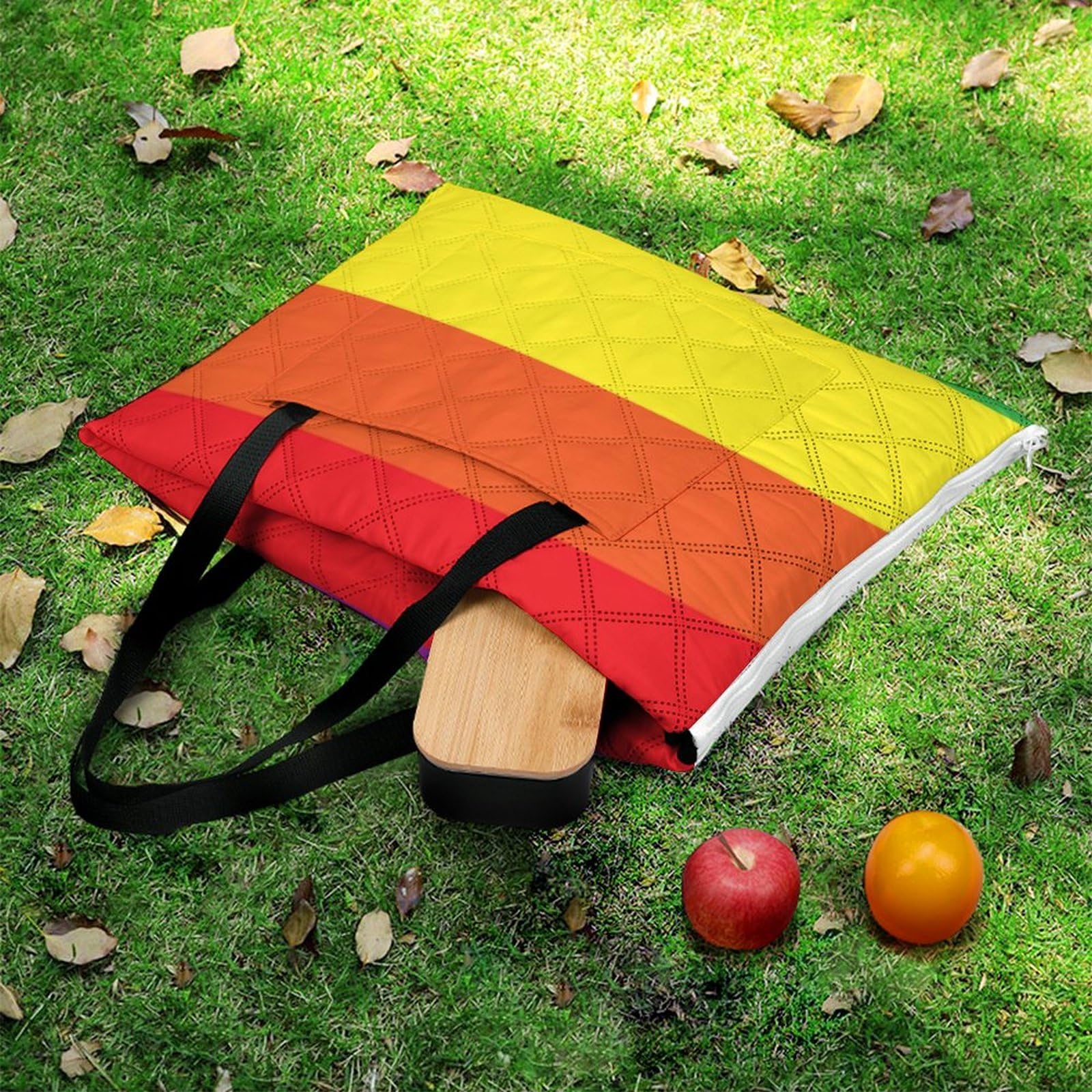 Picknickmatte mit Reißverschluss, Regenbogen-Picknickdecke, Outdoor-Teppiche, 200 x 200 cm