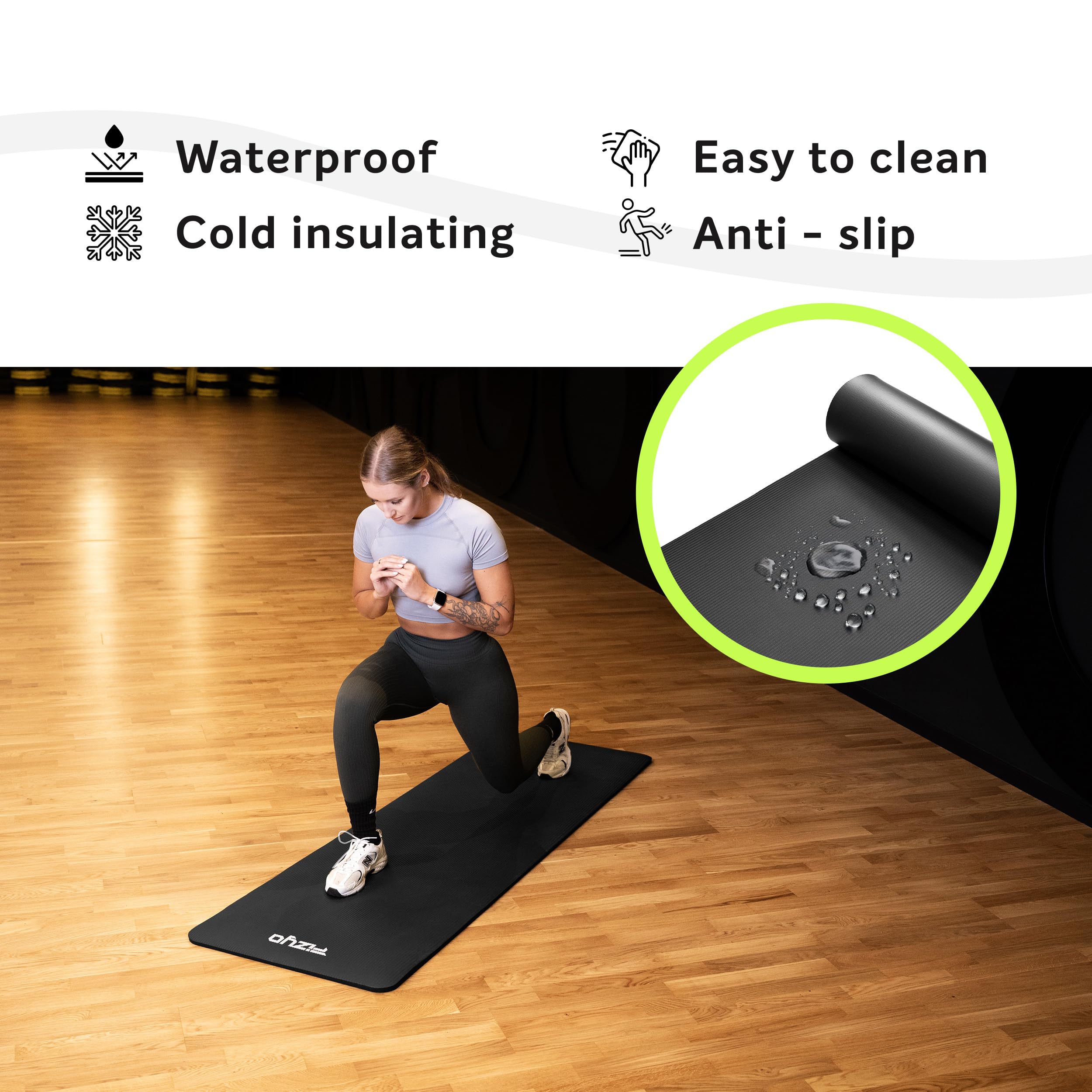 Fizyo Tappetino Yoga antiscivolo per yoga ginnastica e pilates in schiuma NBR tappetino fitness spesso per allenamento ed esercizi a casa 190 x 60
