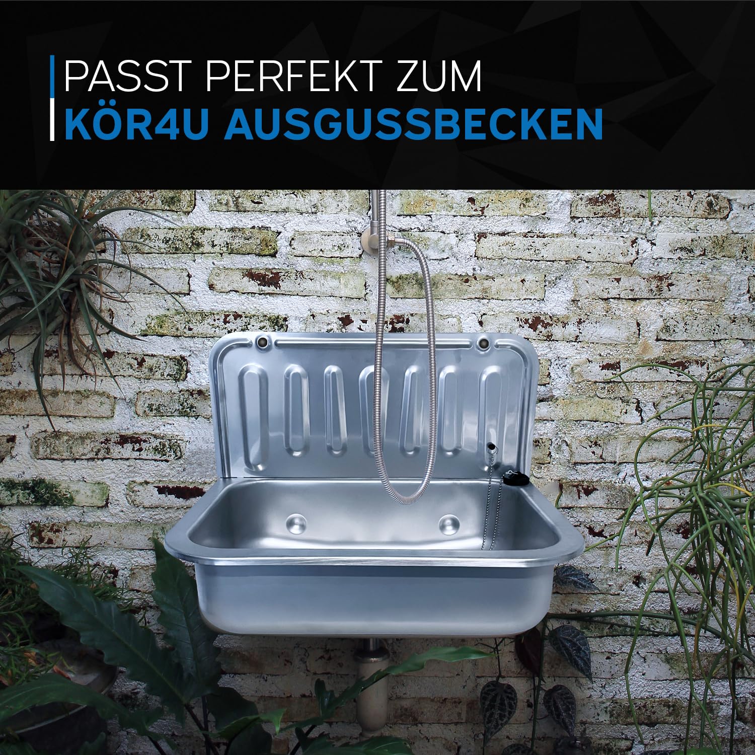 kör4u Soporte plegable para fregadero de 50 cm, de aluminio, para sótano, lavadero, jardín, garaje y fregadero
