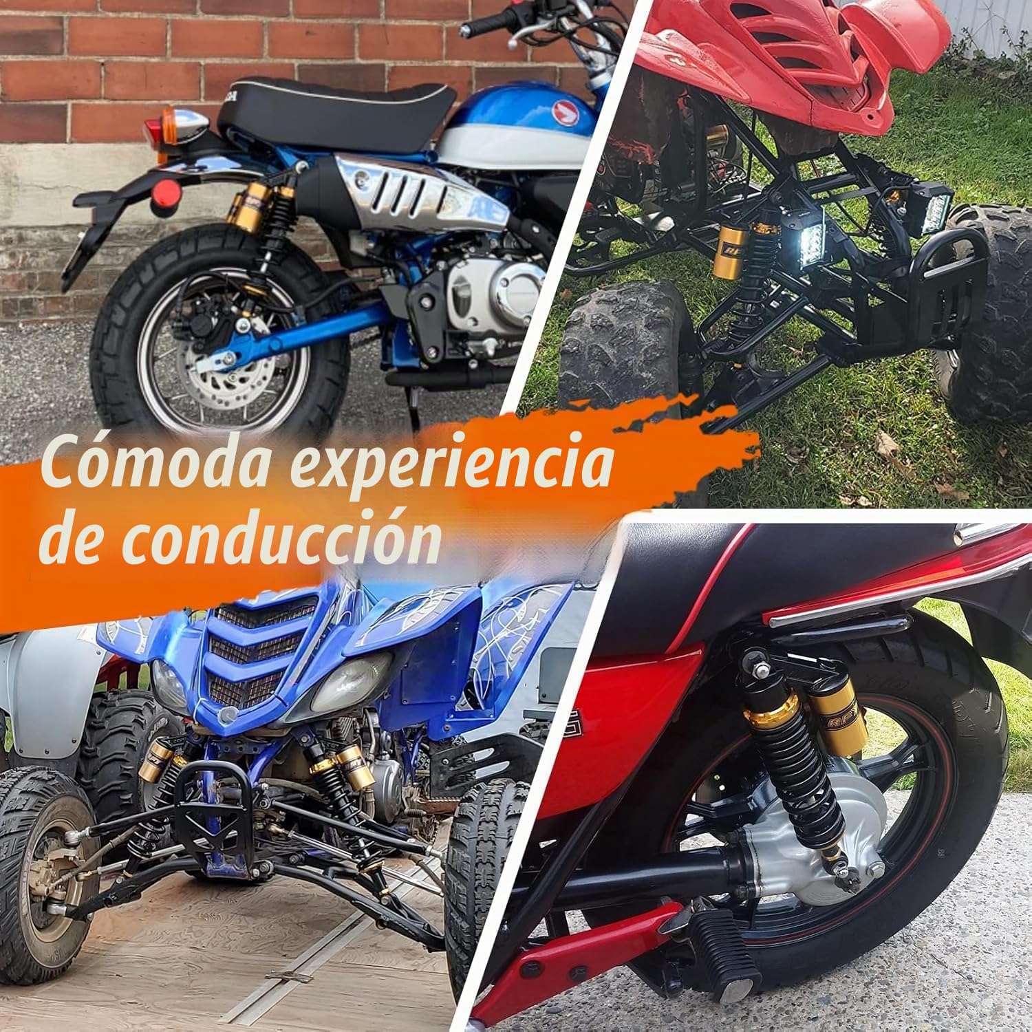 320mm 12.5 pulgada 7mm primavera Amortiguador de aire universal para motocicleta, suspensión trasera, ATV, quad, scooter, bici de la suciedad para CBR600 CBR400 CB500 YZF Negro