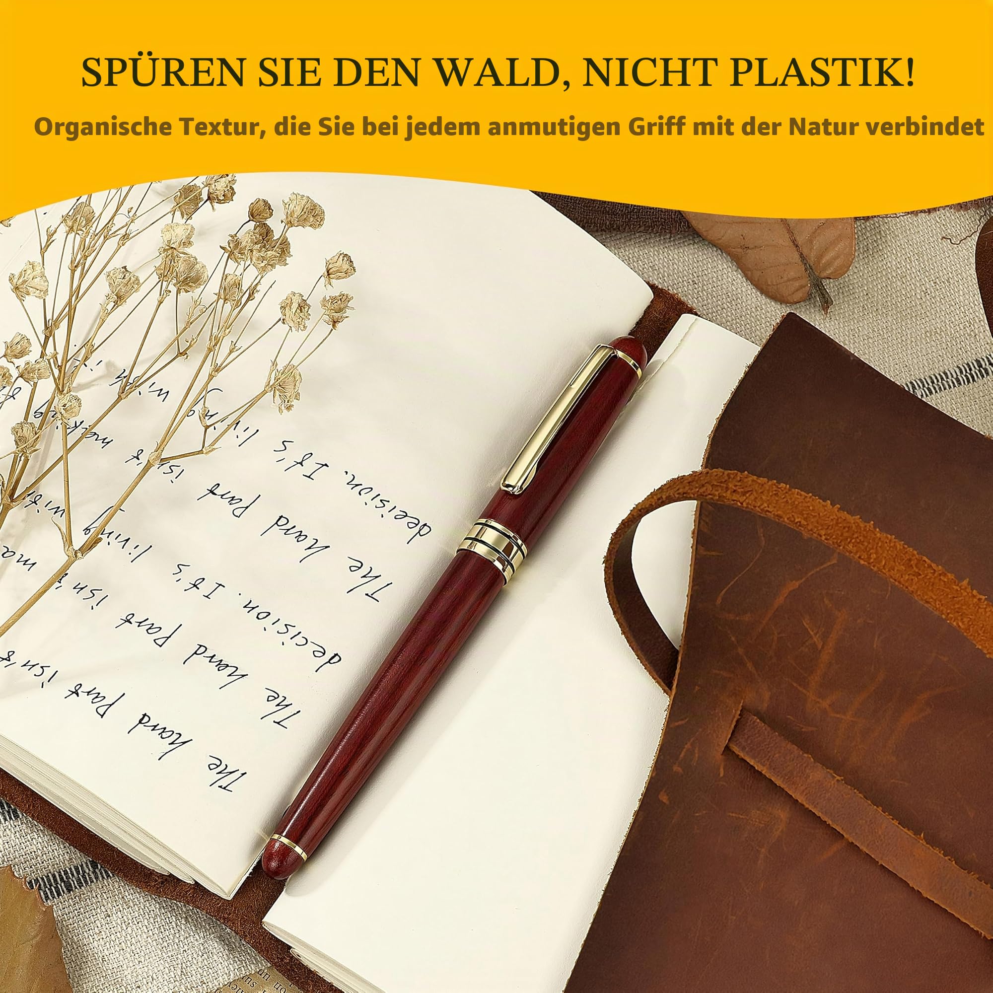 BEILUNER Luxus Kugelschreiber-Set aus Rosenholz - elegantes Premium-Geschenkset für Signatur, Geschäftsführung & Büro mit Geschenkbox & Extranachfüllern (Schwarz)