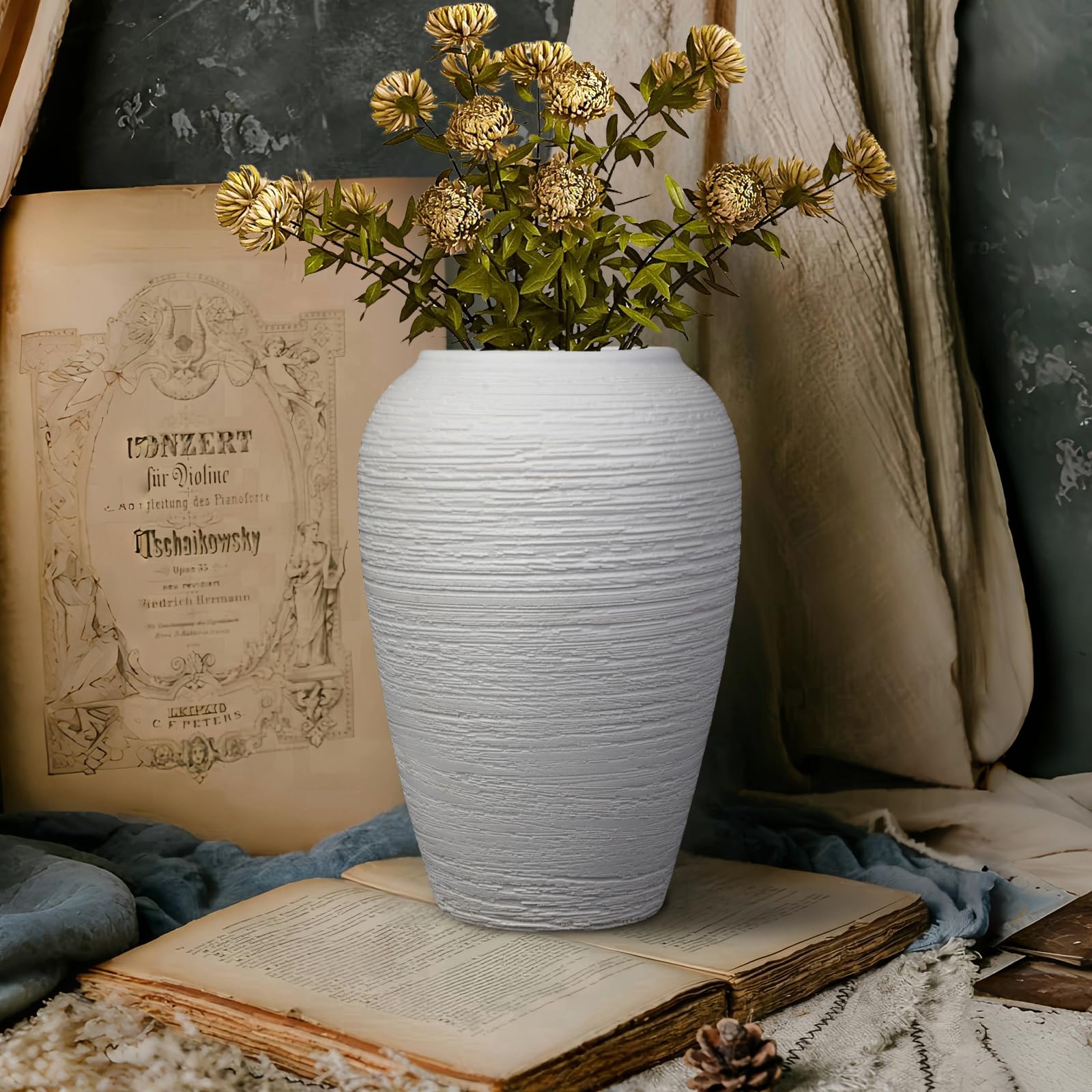 Amazon.co.jp: セラミックファームハウス大型花瓶、10.2インチ