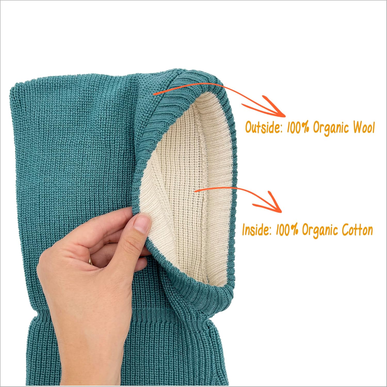 Ecoable Kids Merino Wool Balaclava Hat & Neck Gaiter – Organic Winter Hat for Babies & Toddlers