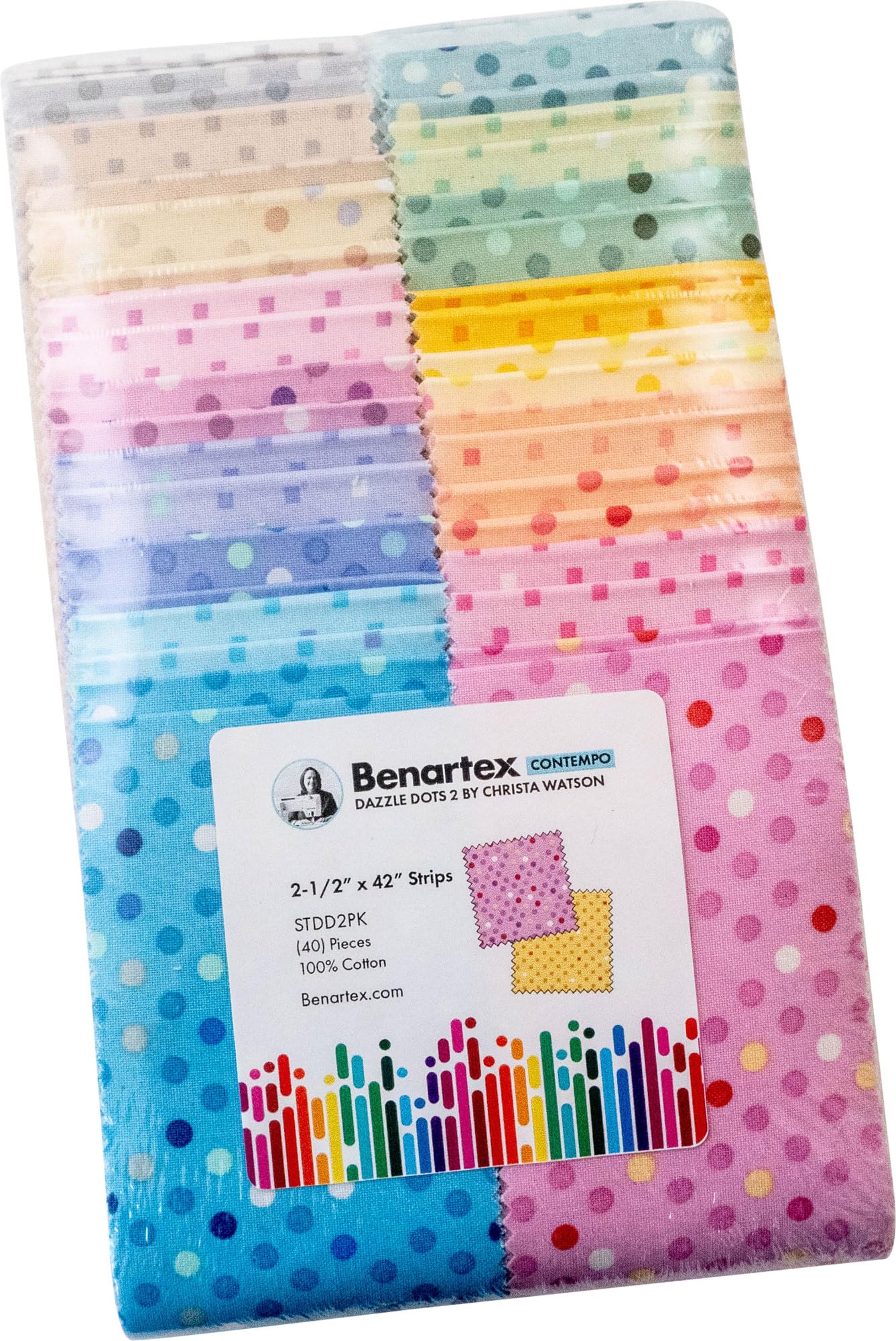 Christa Watson Dazzle Dots 2 Strip-Pies 40 2.5-inch Strips Jelly Roll Benartex