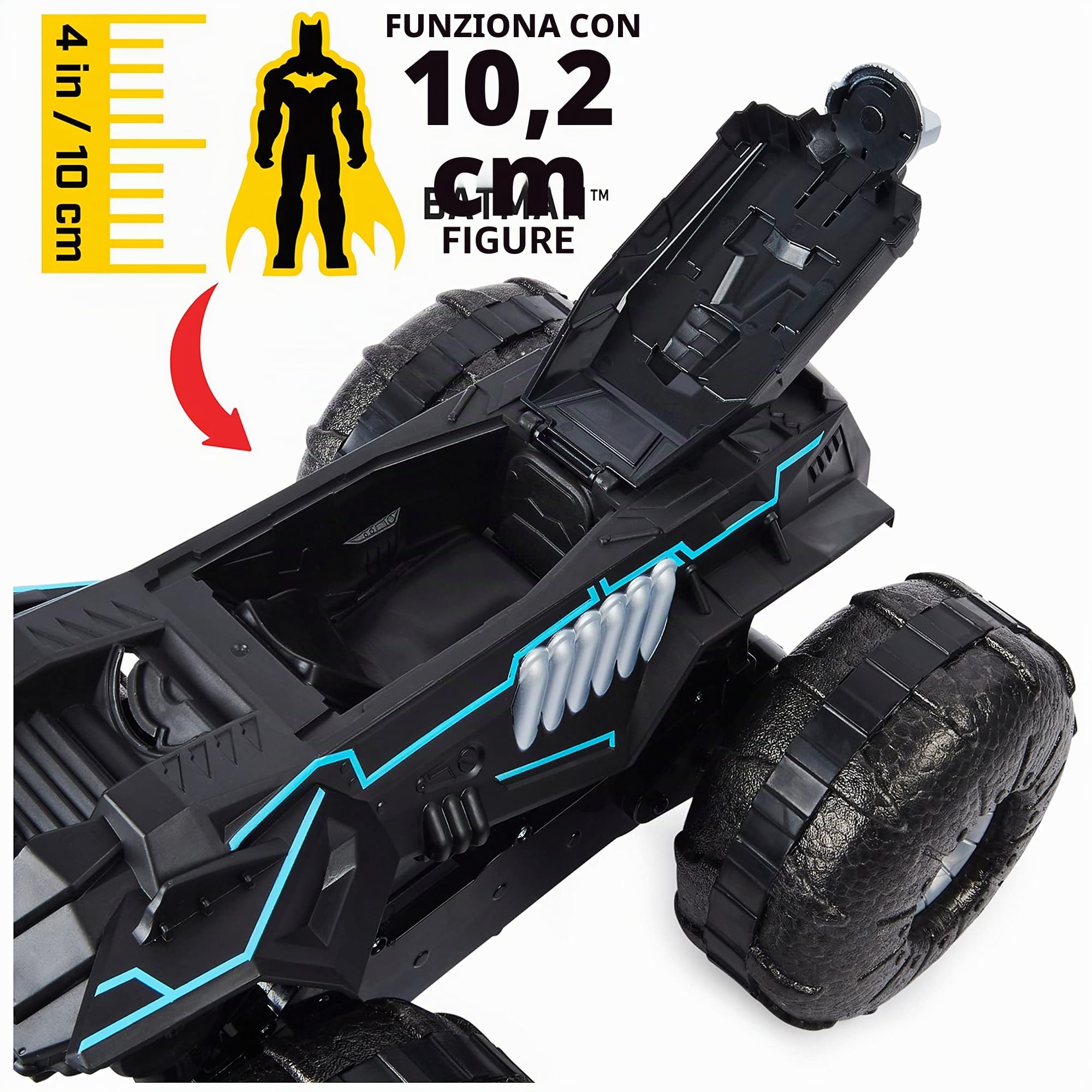 MONSTER JAM DC Comics Batman - Telecomando Batmobile per tutti i terreni, resistente all'acqua, per bambini dai 4 anni in su