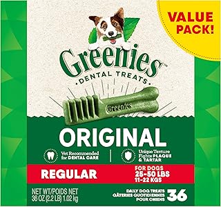 GREENIES Canine Dental Dog Treats Original Regular 36 Chews Value Pack 1.02Kg