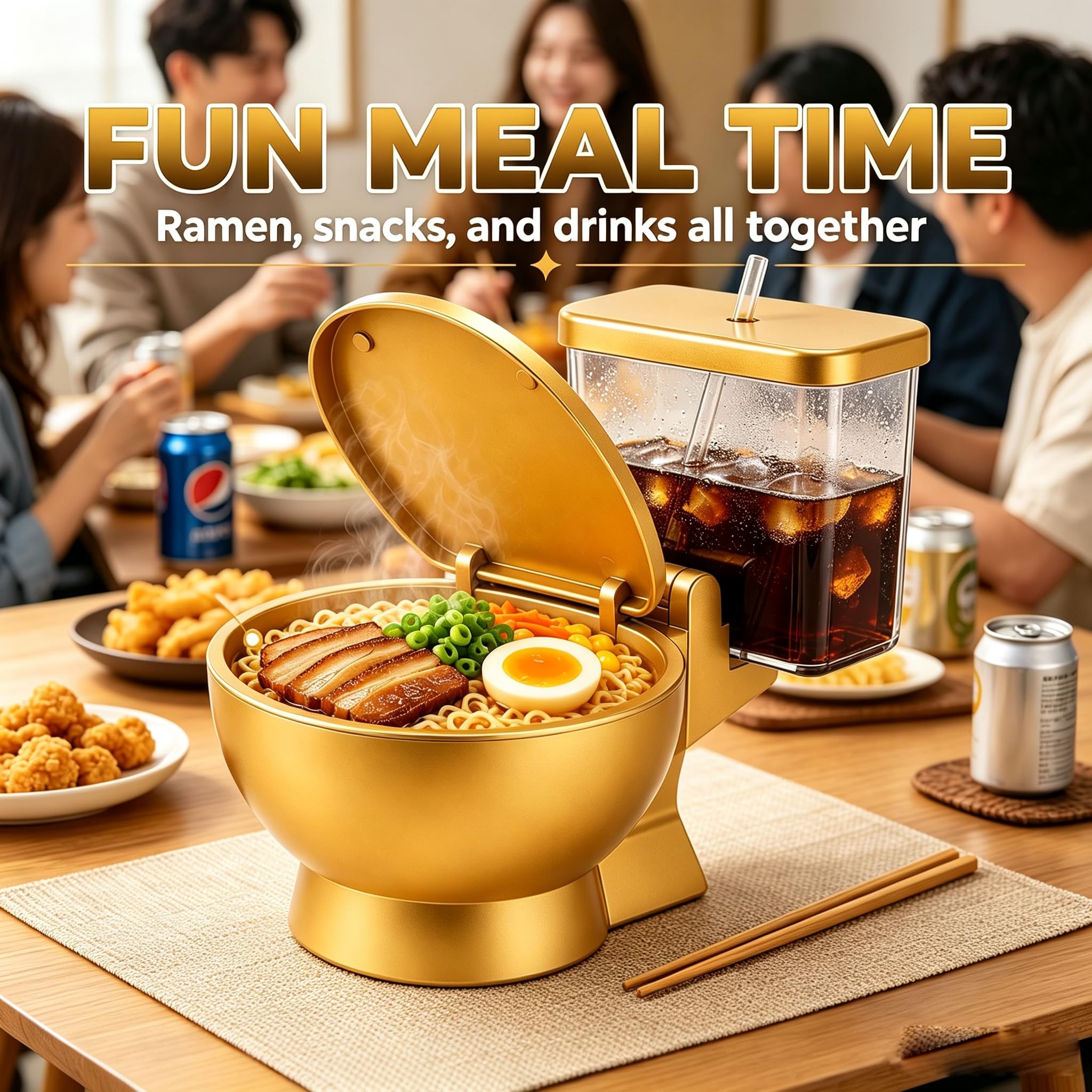 Toilette Ramens Schüssel Mit Deckel Und Getränkebehälter, Novelty Nudelbowl Mit Trinkhalm, Wiederverwendbare Instant Nudeln Schüssel, Lustiges Spaßgeschenk Für Erwachsene
