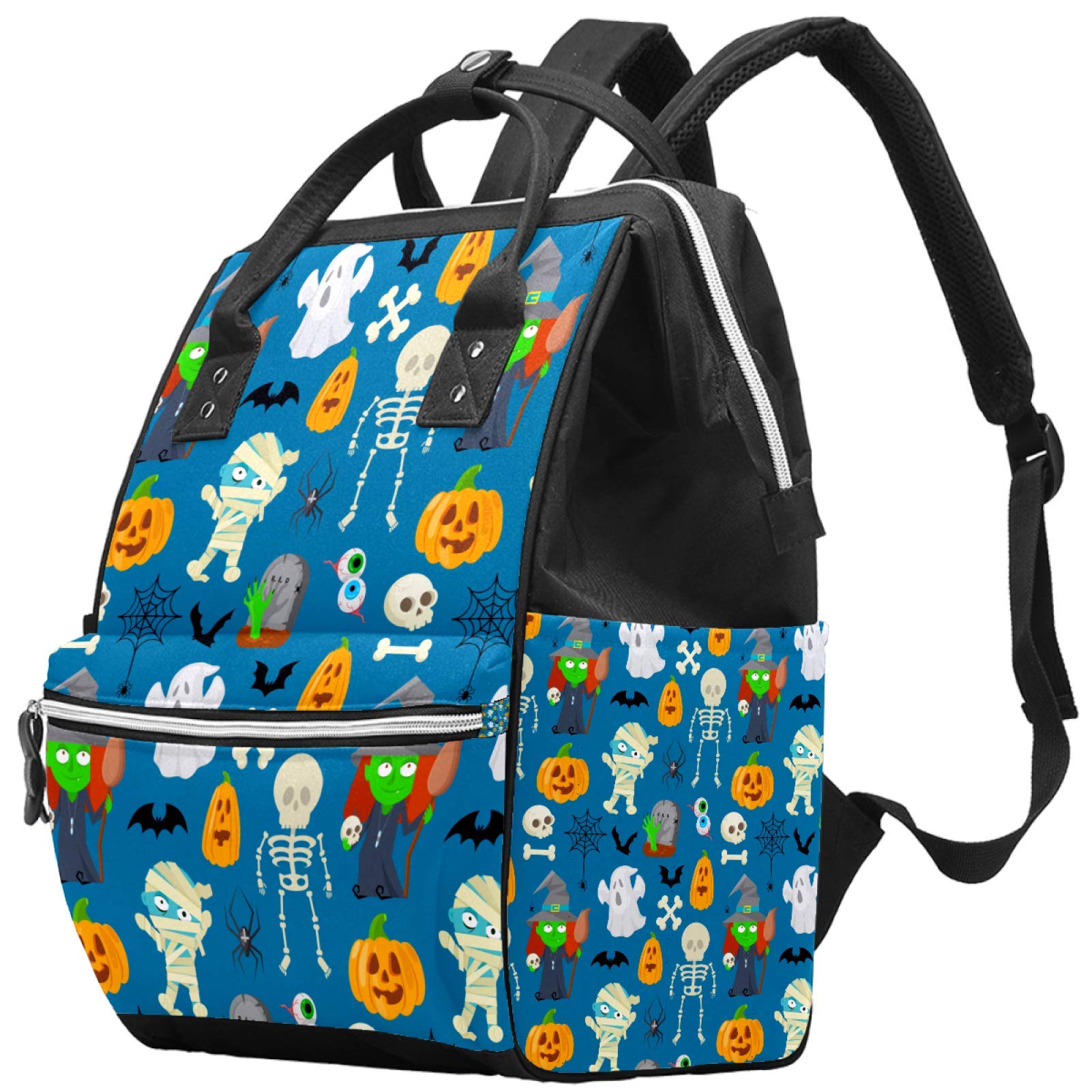 Inhomer Halloween Zombie Ghosts Spider Pumpkin Diaper Bag Travel Mom Bags Nappy Backpack Large Capacity for Baby Care