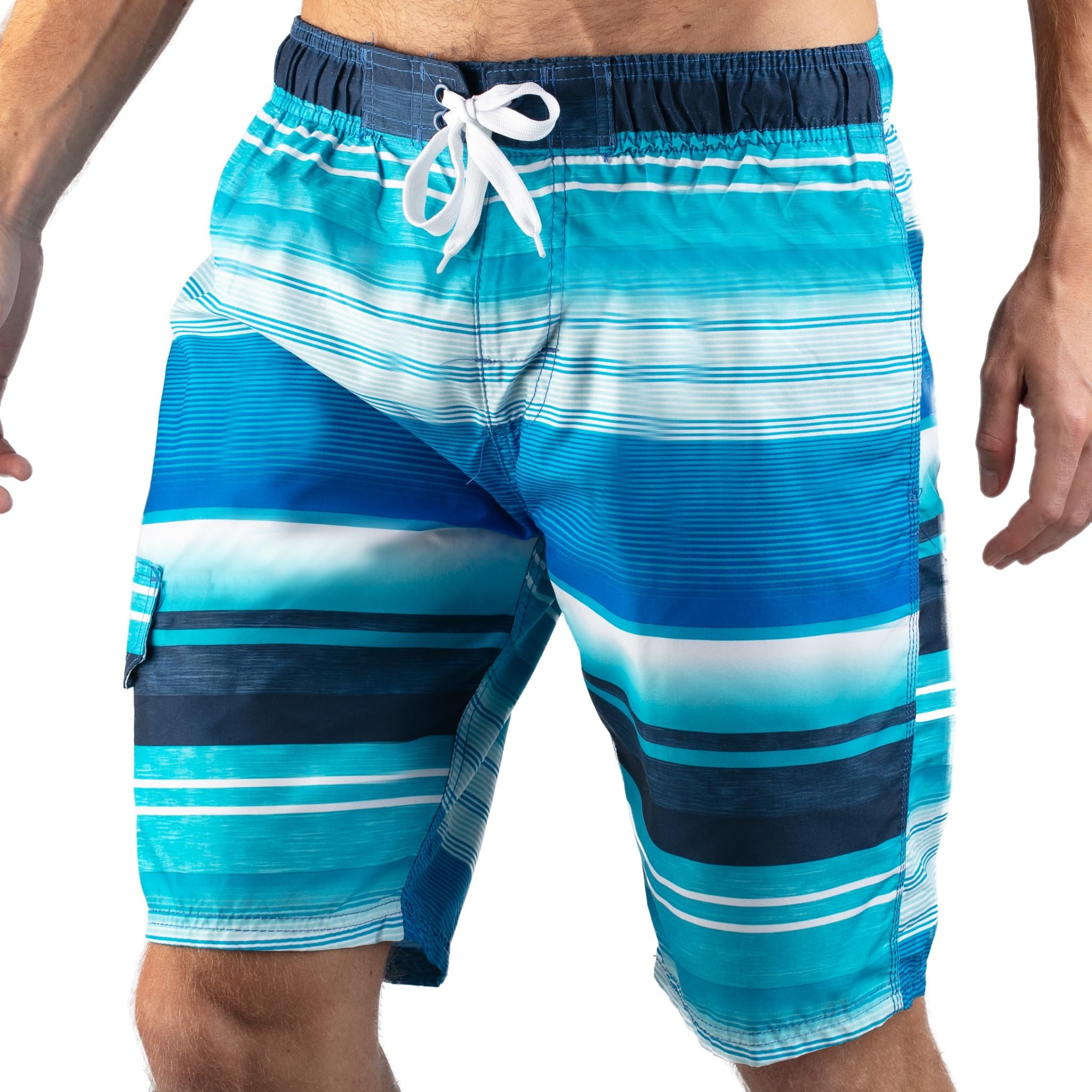 Kanu Surf Men's Victor Stripe Quick Dry Beach Board Shorts Swim Trunk