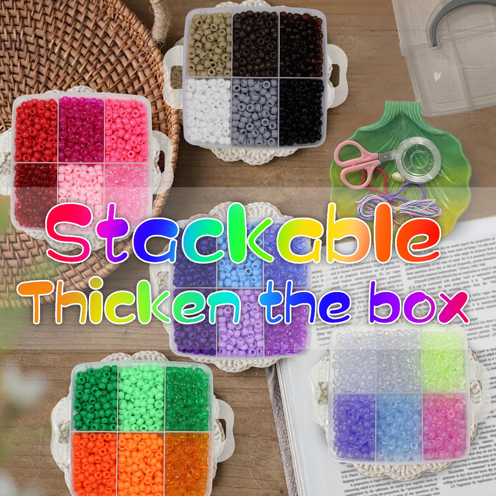 5800 perline Kandi arcobaleno che si illuminano al buio, 30 colori, per intrecciare i capelli, braccialetti dell'amicizia, gioielli Kandi, portachiavi, fai da te, regali di Natale (5800