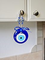 Vista 6 de LUCKBOOSTIUM Amuleto único y elegante contra el mal de ojo con cuentas de cristal azul para colgar en el auto, dijes para fuerza, protección