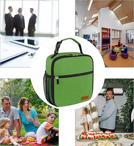 Miniatura 37 de Lonchera para hombres, mujeres y adultos, pequeña bolsa de almuerzo para oficina, trabajo, picnic, lonchera portátil reutilizable, color negro Negro