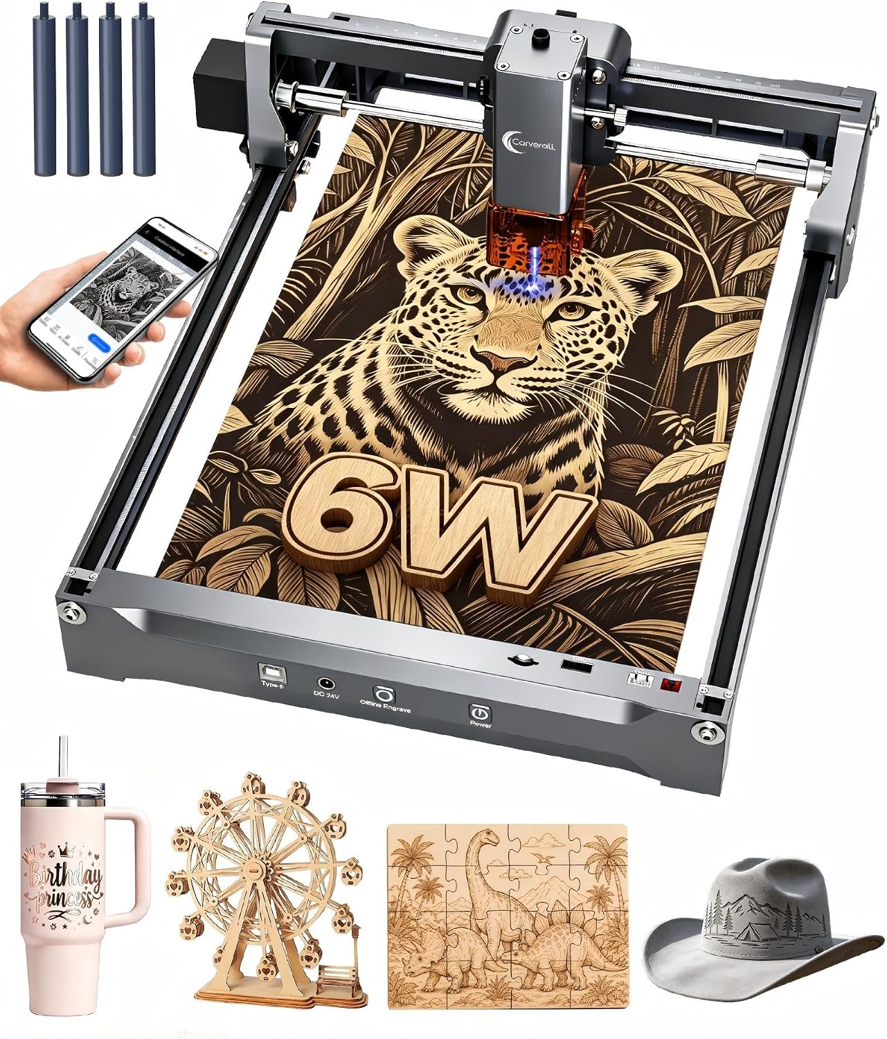 Carverall K15 Pro 6W A4-bed laser engraver with app control
