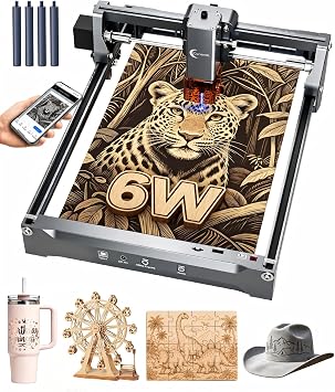 K15 Pro 6W Laser Engraver for Beginners, APP Control 4K HD A4 Lazer Engraving & Cutting Machine for Wood Metal Leather Acrylic Stone Paper, DIY Crafts Small Business, 6000mw Class 1