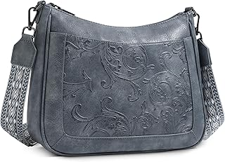 VIMUTI Crossbody Bags for Women,Vegan Leather Crossbody Purse with Adjustable Strap Embossed Flower Women's Shoulder Handbags