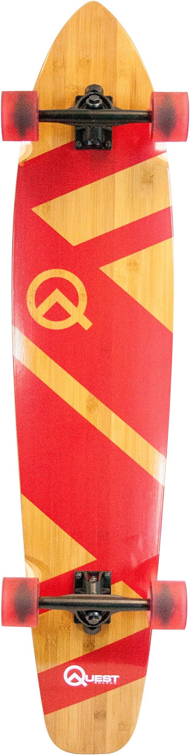Quest Skateboards Super Cruiser Crimson Bamboo & Maple Skateboard, Red, 44"
