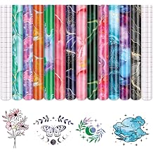 Tintnut Watercolor Marble Permanent Vinyl,12 Pcs 12"x12" Adhesive Vinyl | Colorful pattern,waterproof,easy peel & stick,works with cutting machines,ideal for home decor & crafts