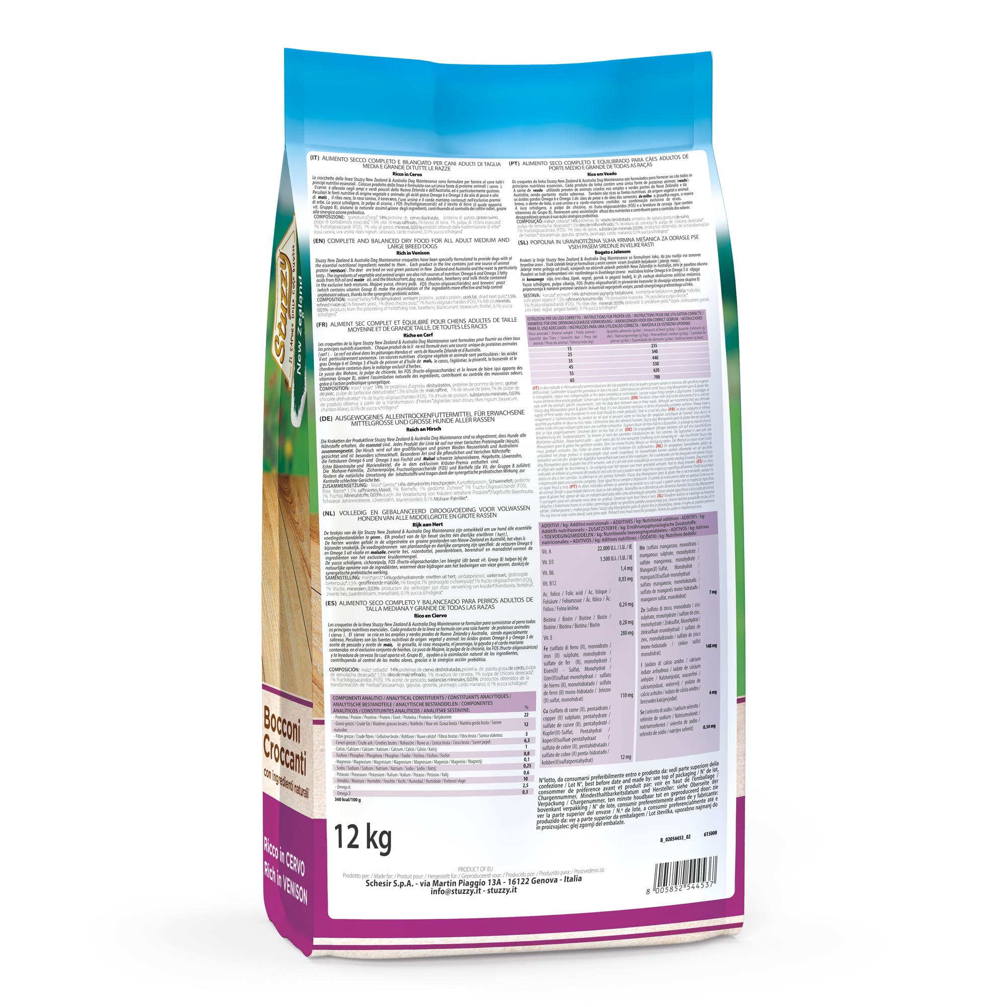 Stuzzy Cibo Secco per Cani Adulti al Gusto Cervo Croccantini New Zealand & Australia 12 Kg