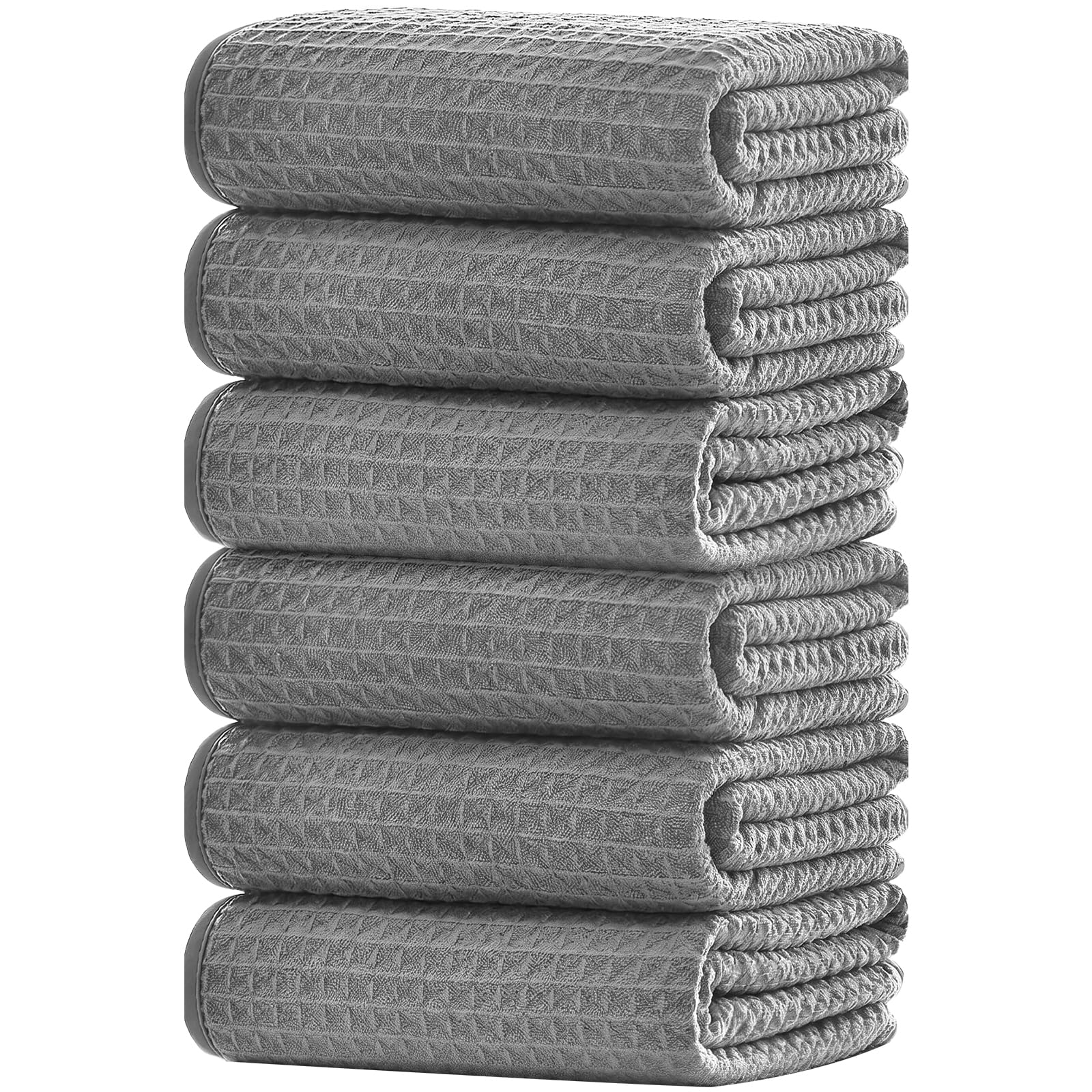 Aurathon Tea Towels 6 Pk 50x70cm Grey Microfibre Kitchen Towels Dish Cloths