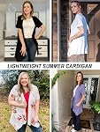 Veryoung Trendy Open Front Short Sleeve Cardigans for Women Casual Drape Lightweight Summer Cardigan with Pocket High Low Hem