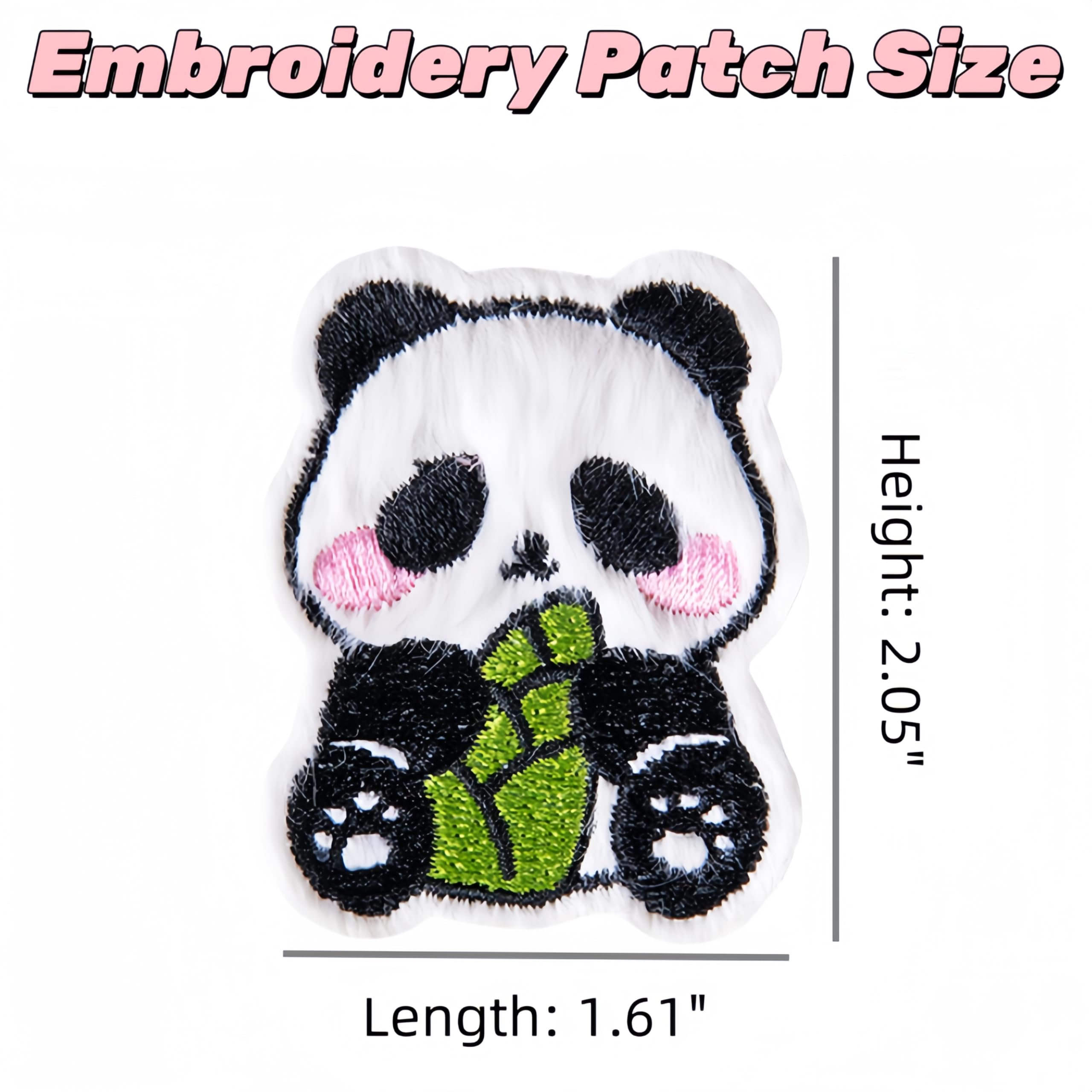 Parches termoadhesivos para ropa, 12 parches termoadhesivos de panda para planchar con bonitos parches bordados de animales para ropa, sombreros