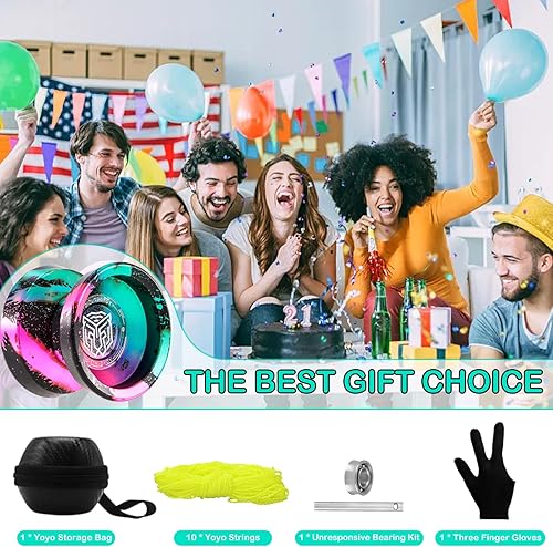 Miniatura 6 de YOYOSTUDIO H17 Trick Yoyo Yoyo profesional de metal para niños de 8 a 12 años Yo Yo sensible para niños y adultos con kits de rodamientos de Yoyos