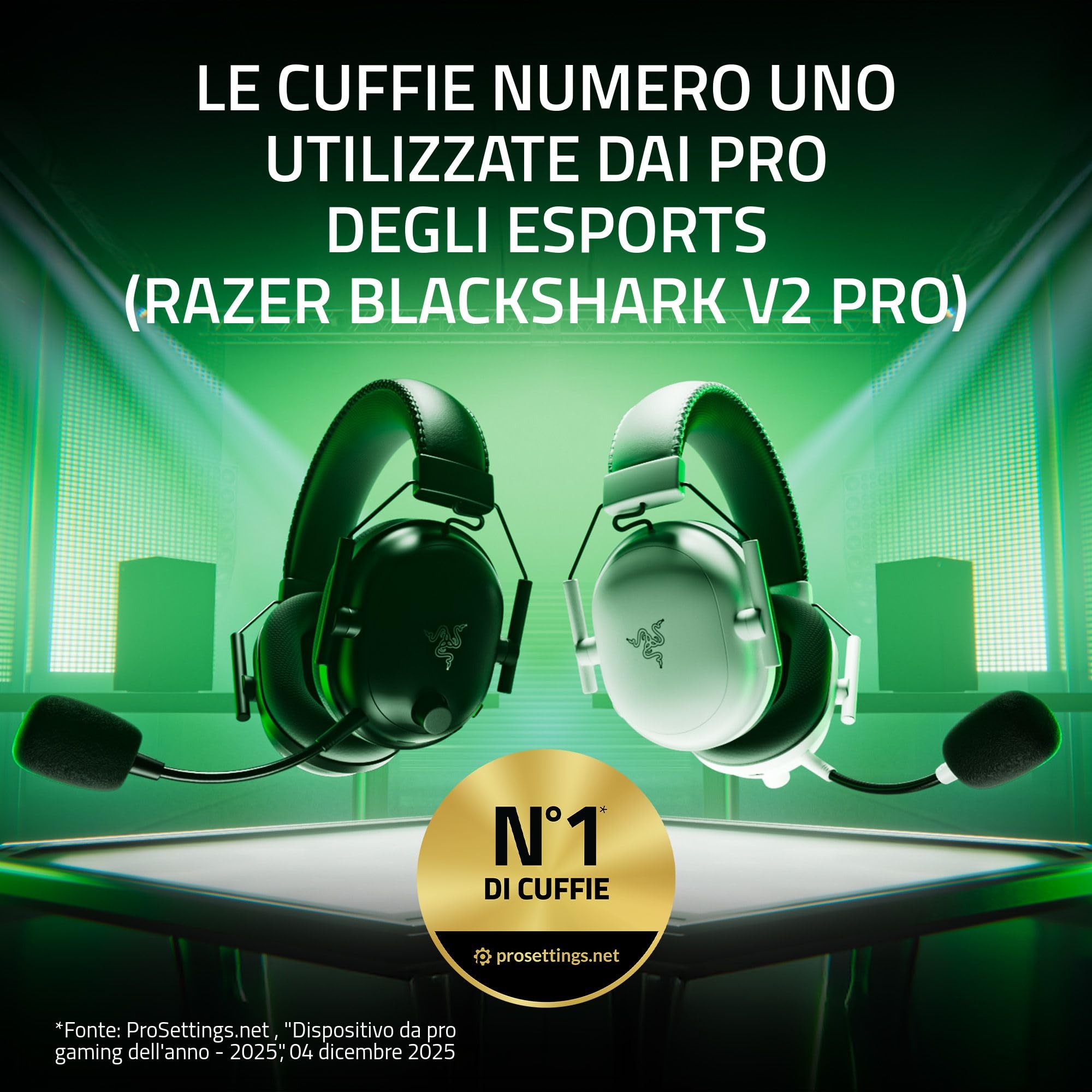 Razer Blackshark V2 Pro (Xbox) - Cuffia E-Sports Senza Fili per Xbox S|X e One (Membrane Triforce da 50mm, HyperSpeed Wireless 2,4 GHz, Microfono HyperClear staccabile) Bianco